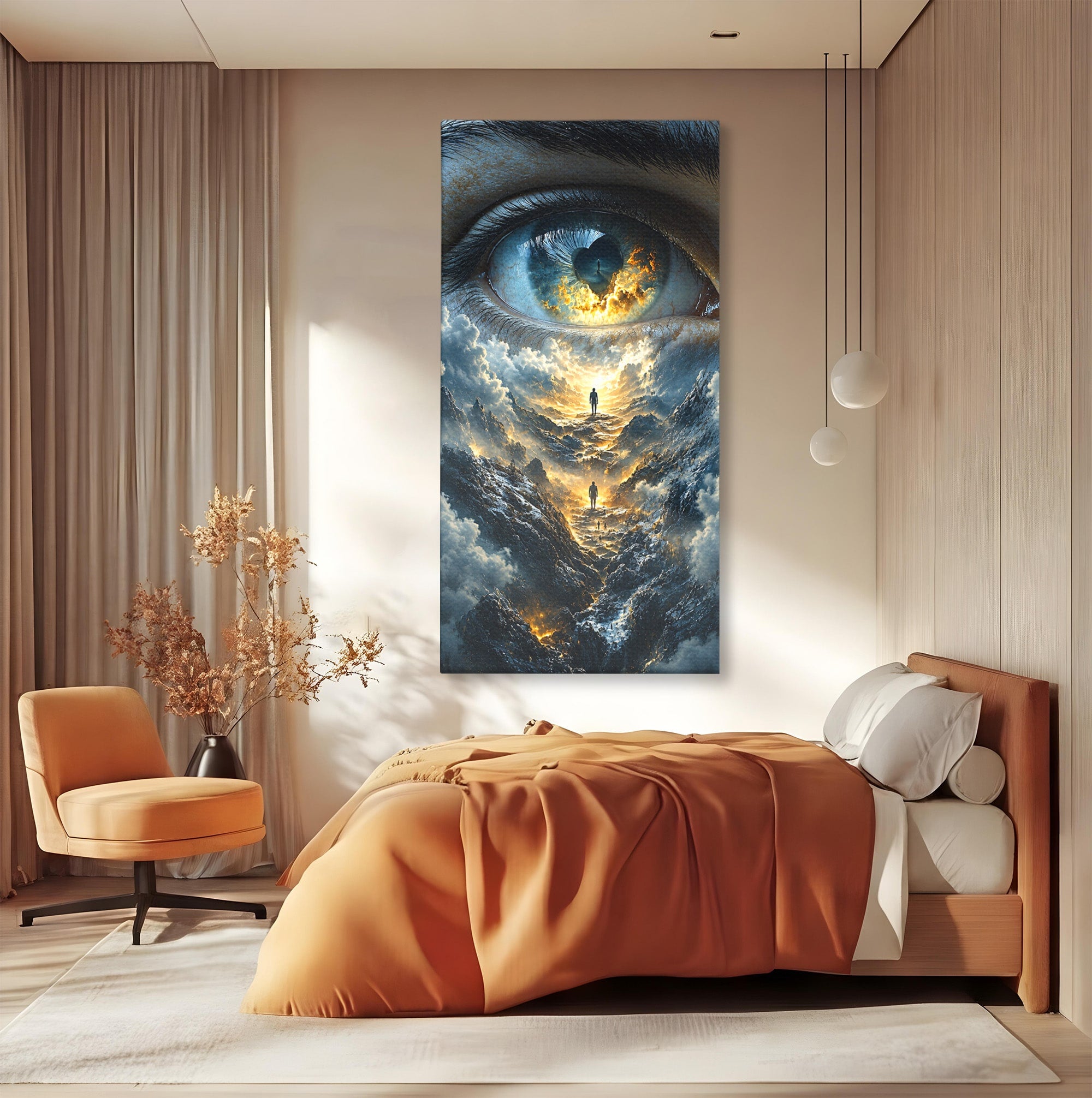 Tablou Canvas Premium LuxCanva® U1055, Privirea Catre Infinit, Ochi, Peisaj, Fantezie, Mister, Living, Dormitor, Culori Vibrante