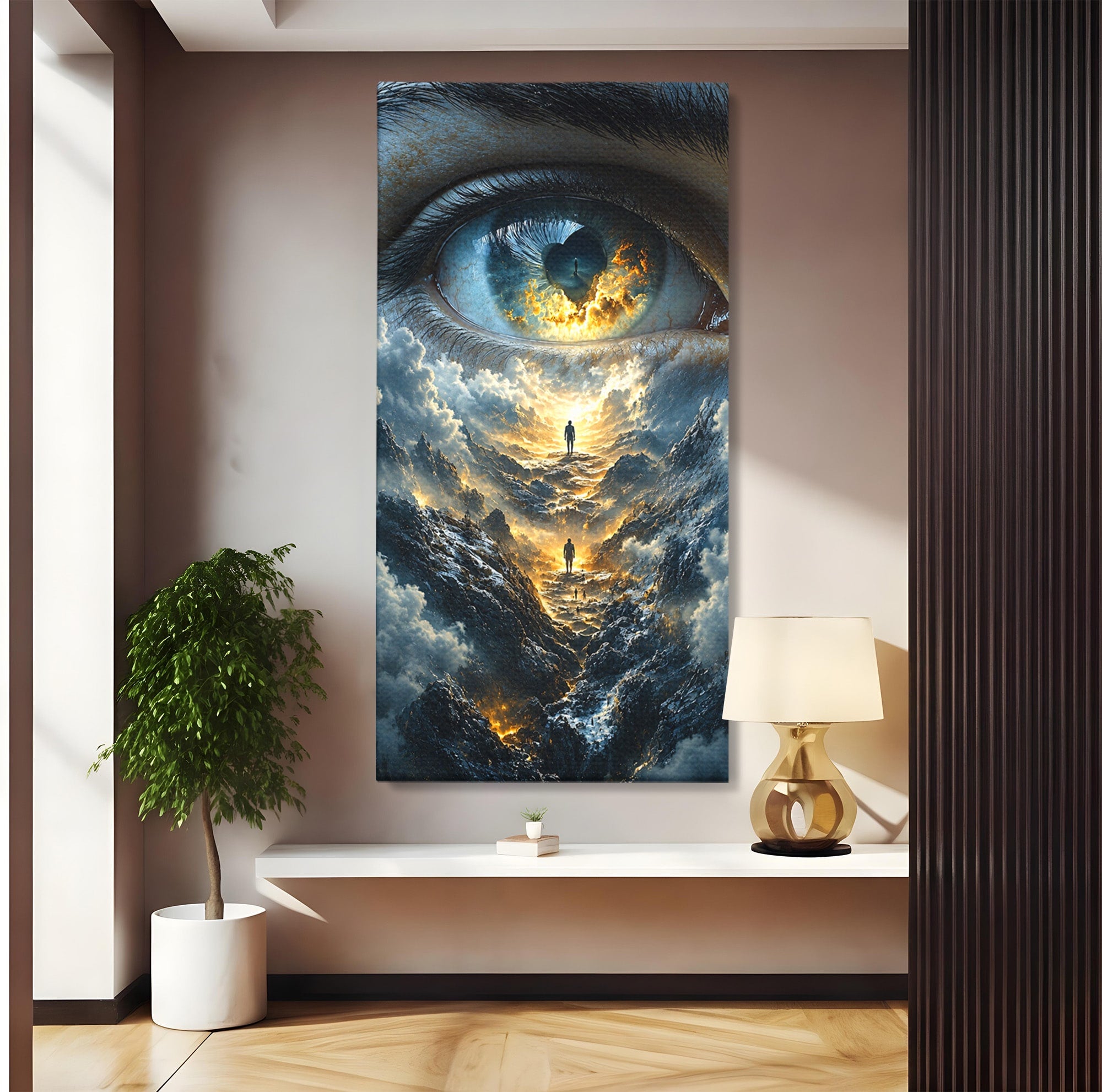 Tablou Canvas Premium LuxCanva® U1055, Privirea Catre Infinit, Ochi, Peisaj, Fantezie, Mister, Living, Dormitor, Culori Vibrante