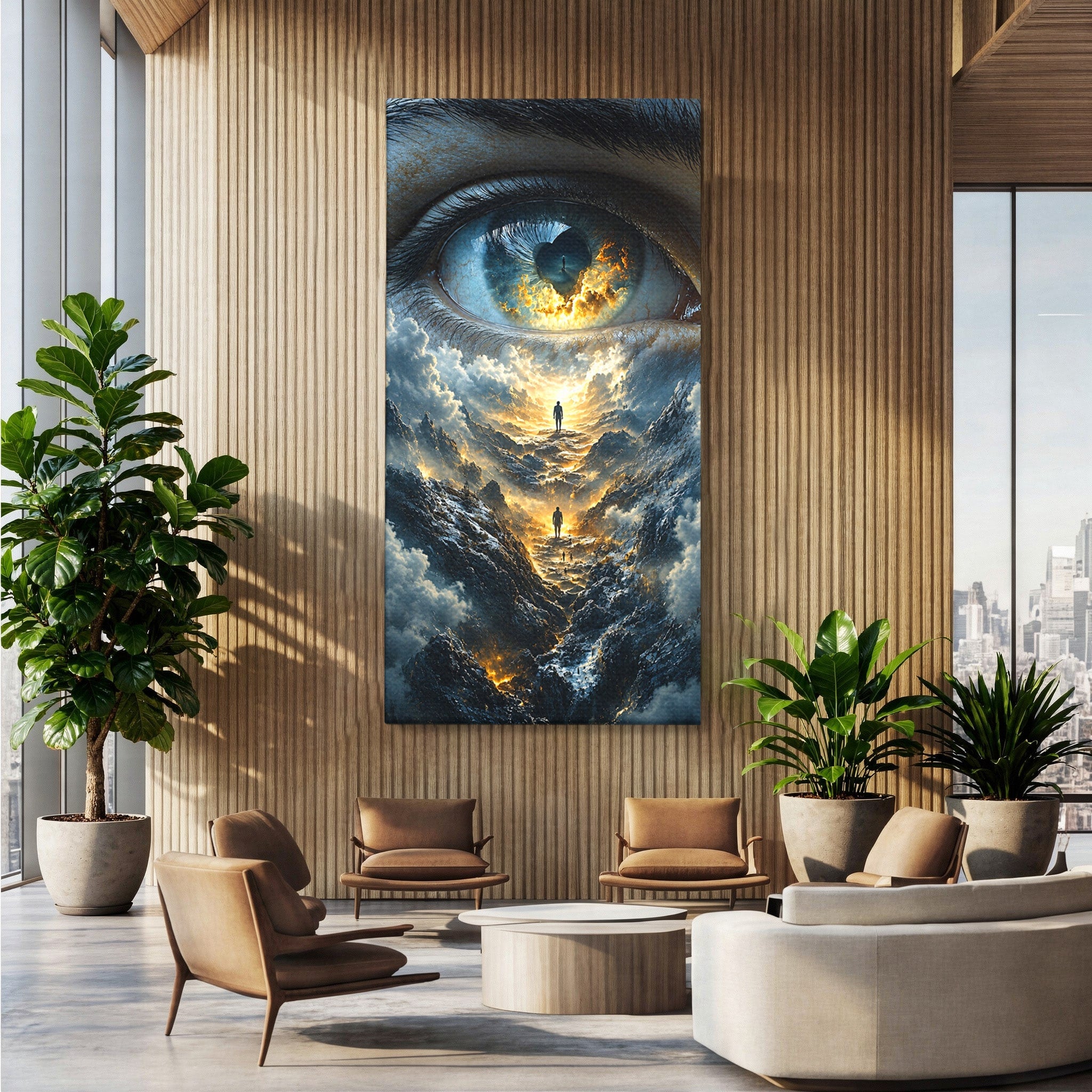 Tablou Canvas Premium LuxCanva® U1055, Privirea Catre Infinit, Ochi, Peisaj, Fantezie, Mister, Living, Dormitor, Culori Vibrante