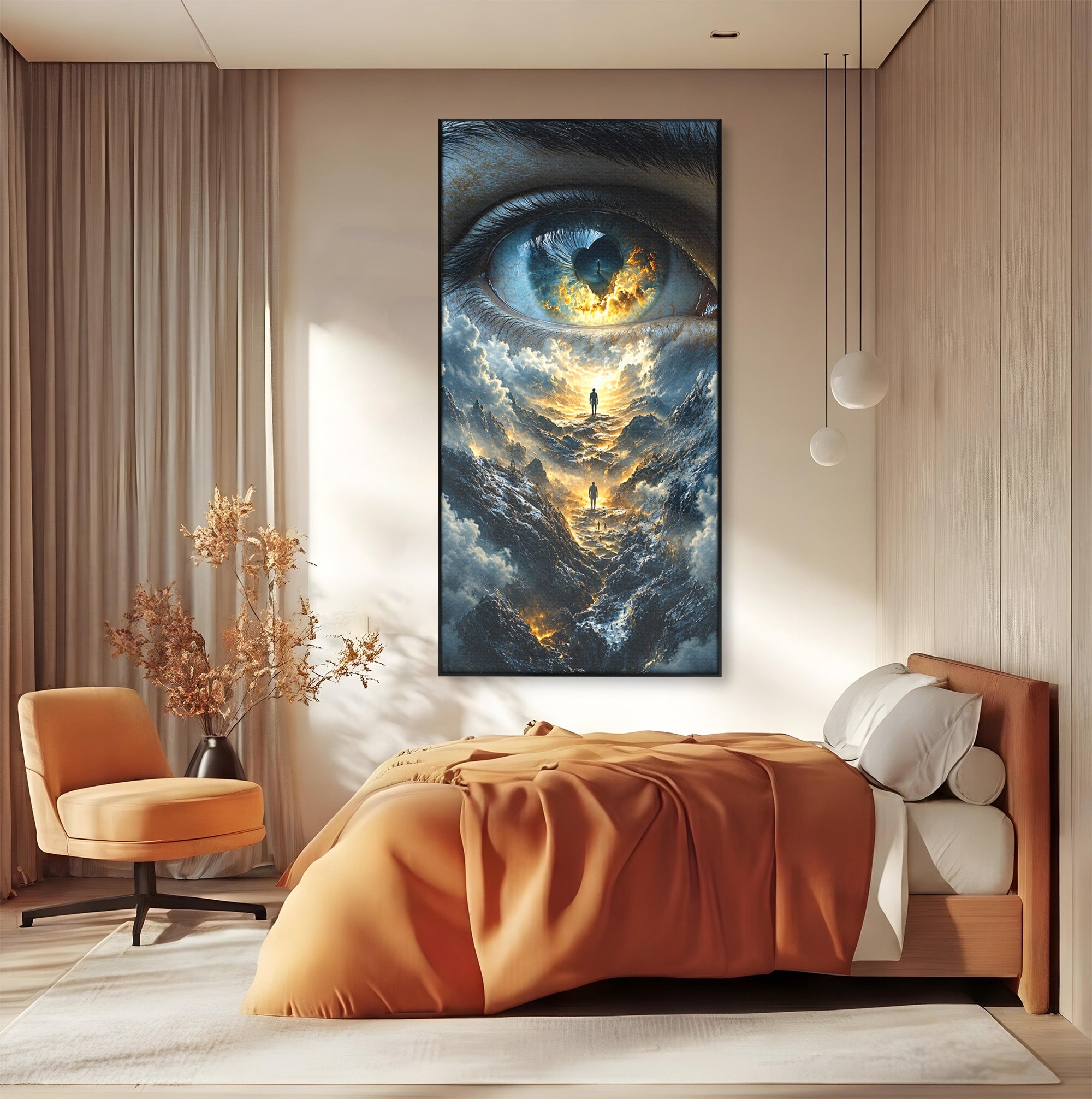 Tablou Canvas Premium LuxCanva® U1055, Privirea Catre Infinit, Ochi, Peisaj, Fantezie, Mister, Living, Dormitor, Culori Vibrante