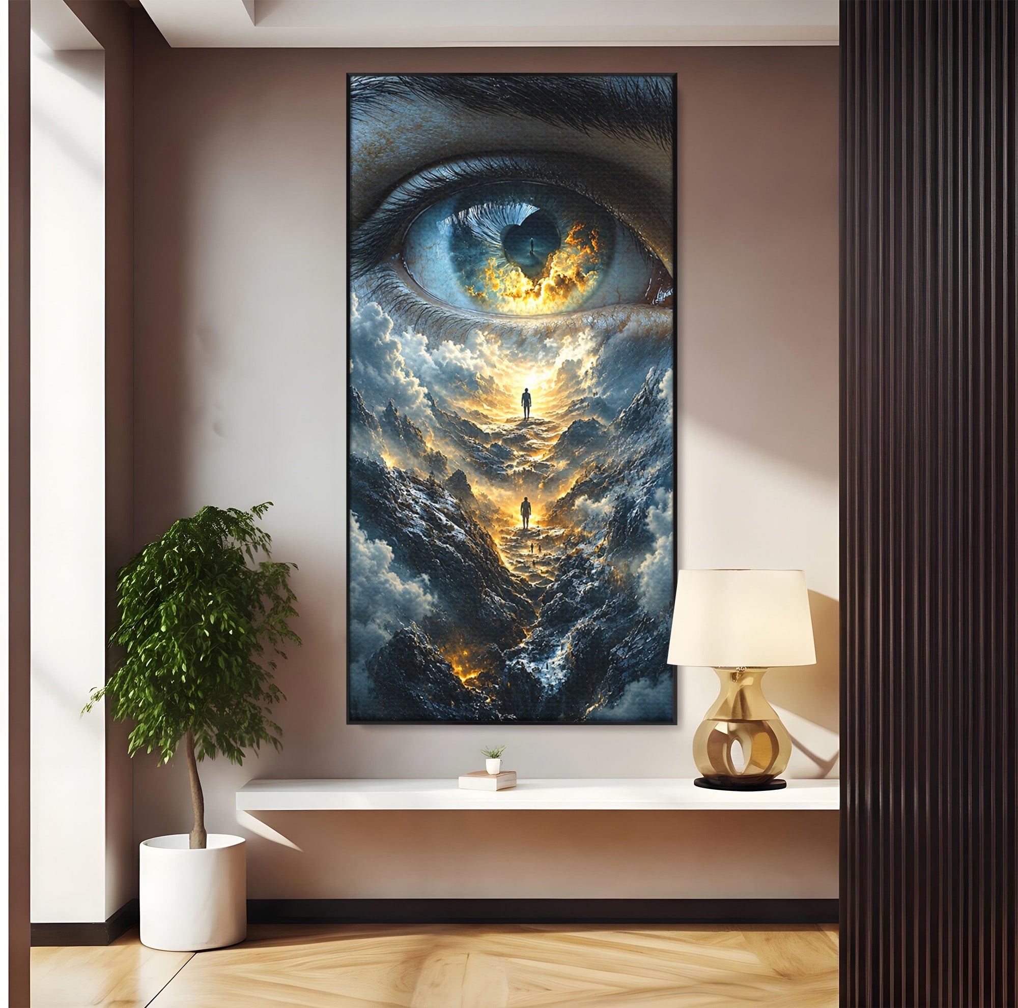 Tablou Canvas Premium LuxCanva® U1055, Privirea Catre Infinit, Ochi, Peisaj, Fantezie, Mister, Living, Dormitor, Culori Vibrante