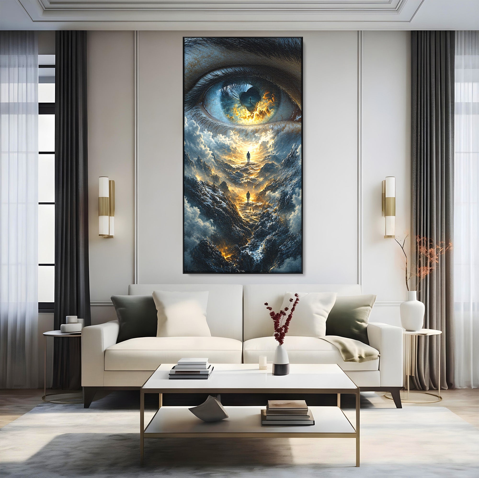 Tablou Canvas Premium LuxCanva® U1055, Privirea Catre Infinit, Ochi, Peisaj, Fantezie, Mister, Living, Dormitor, Culori Vibrante