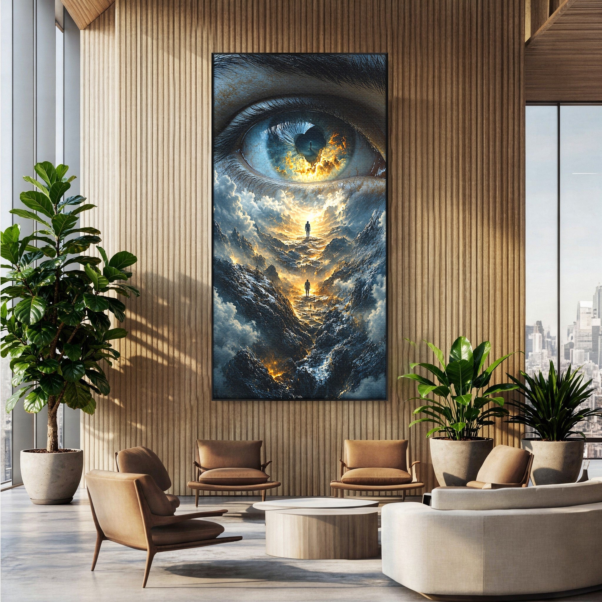 Tablou Canvas Premium LuxCanva® U1055, Privirea Catre Infinit, Ochi, Peisaj, Fantezie, Mister, Living, Dormitor, Culori Vibrante