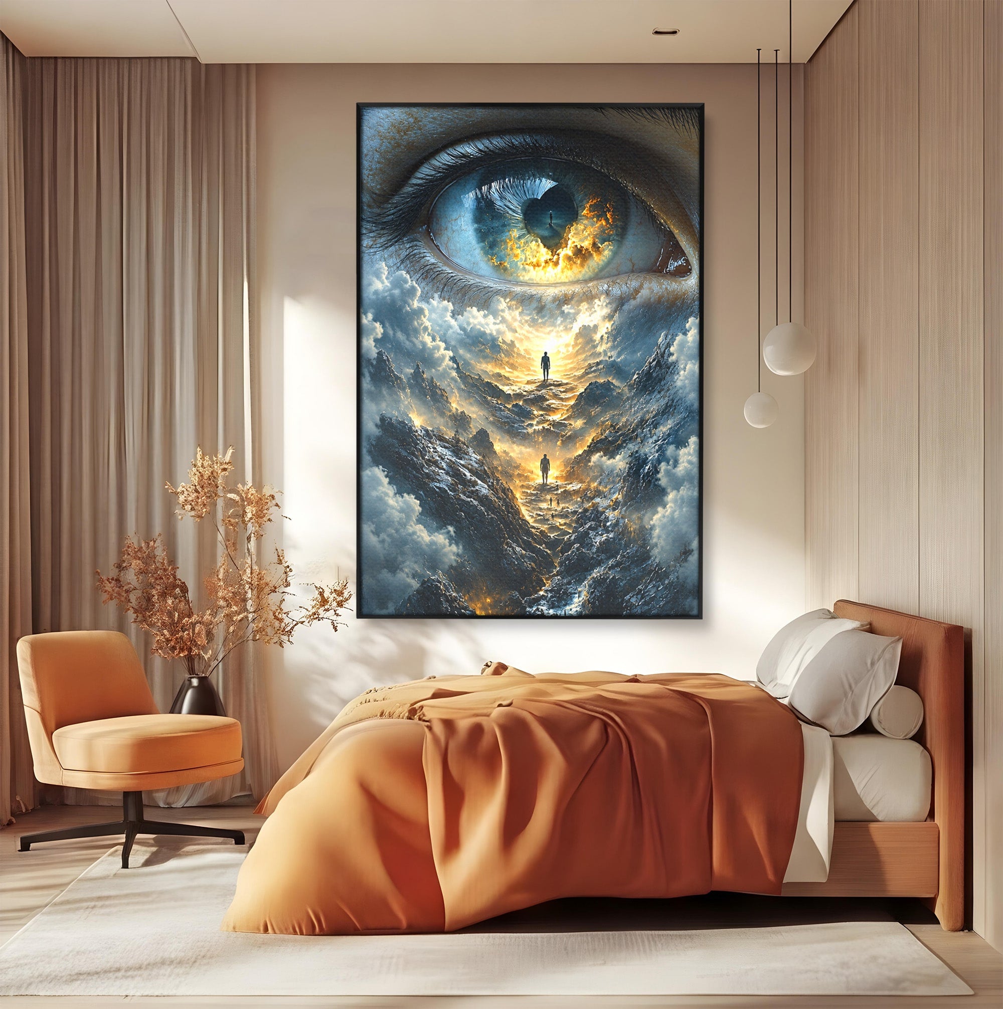 Tablou Canvas Premium LuxCanva® U1055, Privirea Catre Infinit, Ochi, Peisaj, Fantezie, Mister, Living, Dormitor, Culori Vibrante