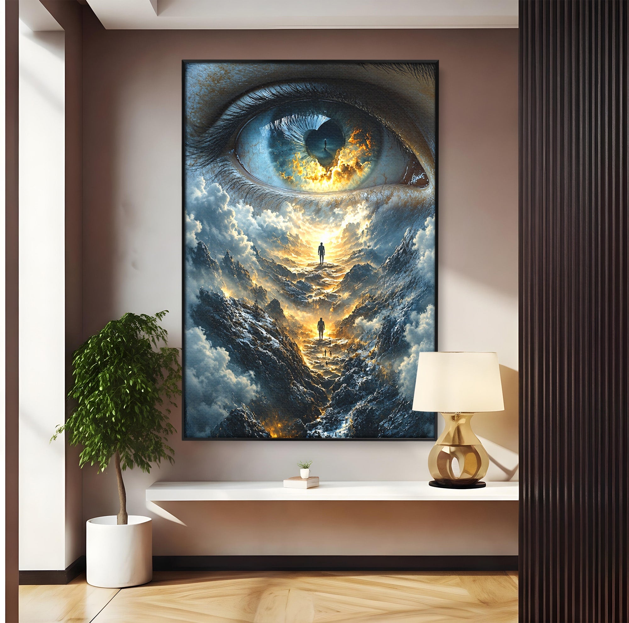 Tablou Canvas Premium LuxCanva® U1055, Privirea Catre Infinit, Ochi, Peisaj, Fantezie, Mister, Living, Dormitor, Culori Vibrante