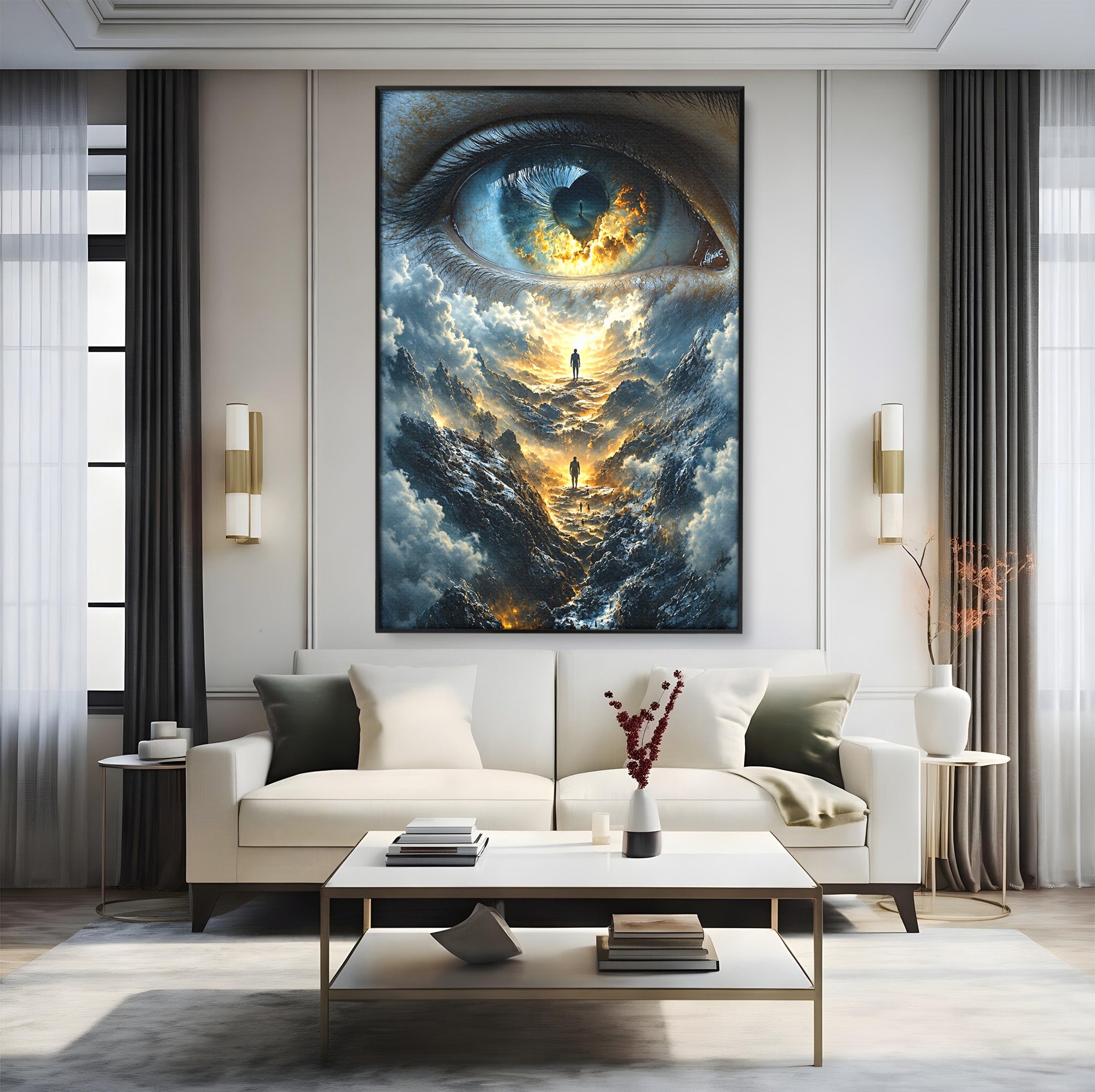 Tablou Canvas Premium LuxCanva® U1055, Privirea Catre Infinit, Ochi, Peisaj, Fantezie, Mister, Living, Dormitor, Culori Vibrante