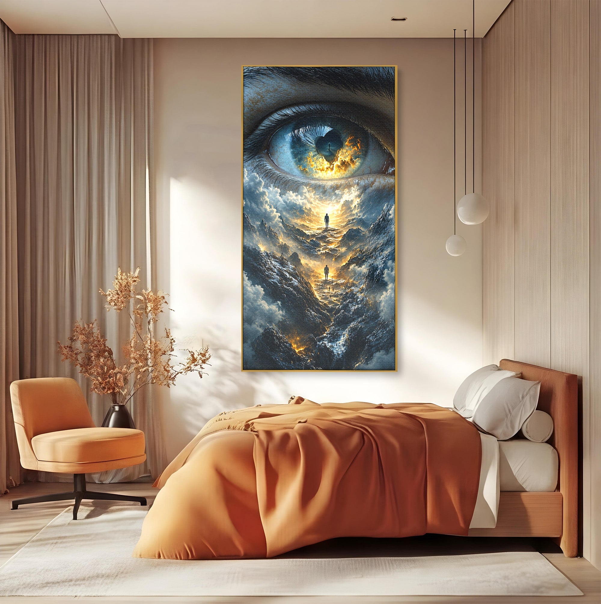 Tablou Canvas Premium LuxCanva® U1055, Privirea Catre Infinit, Ochi, Peisaj, Fantezie, Mister, Living, Dormitor, Culori Vibrante
