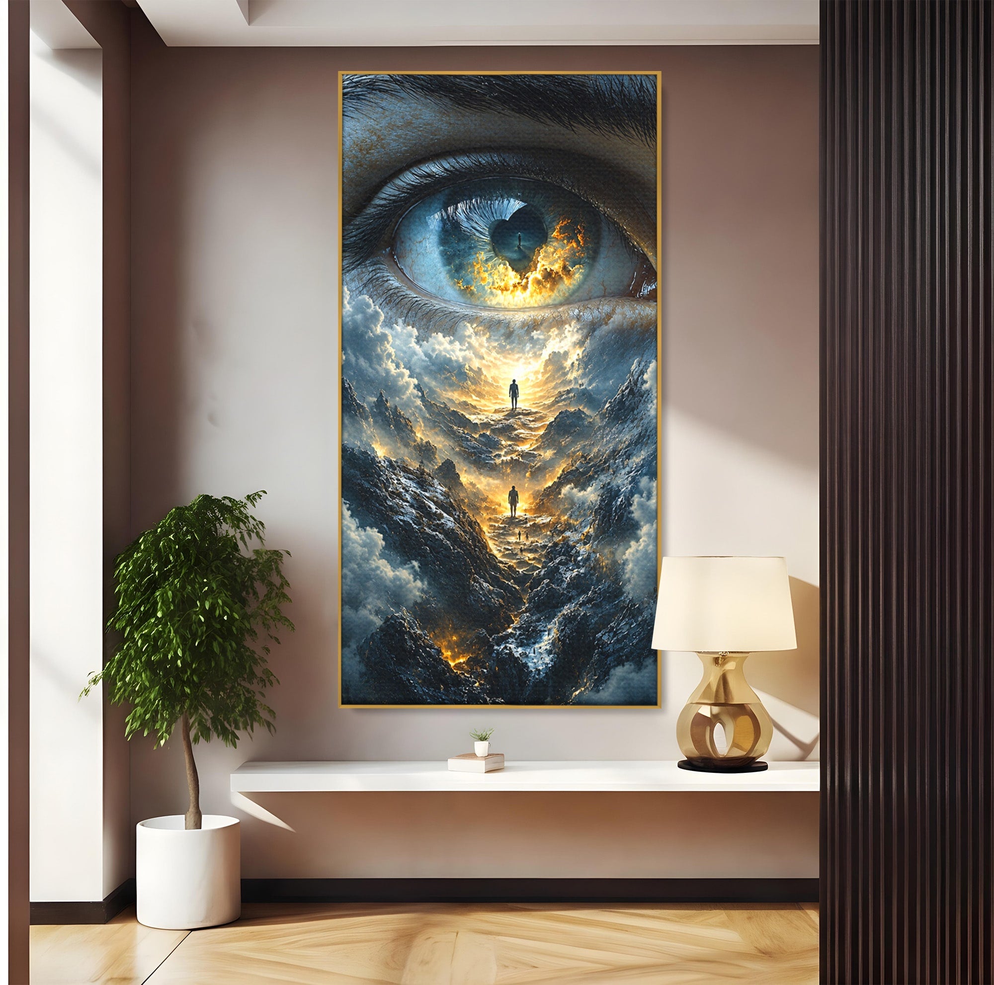 Tablou Canvas Premium LuxCanva® U1055, Privirea Catre Infinit, Ochi, Peisaj, Fantezie, Mister, Living, Dormitor, Culori Vibrante