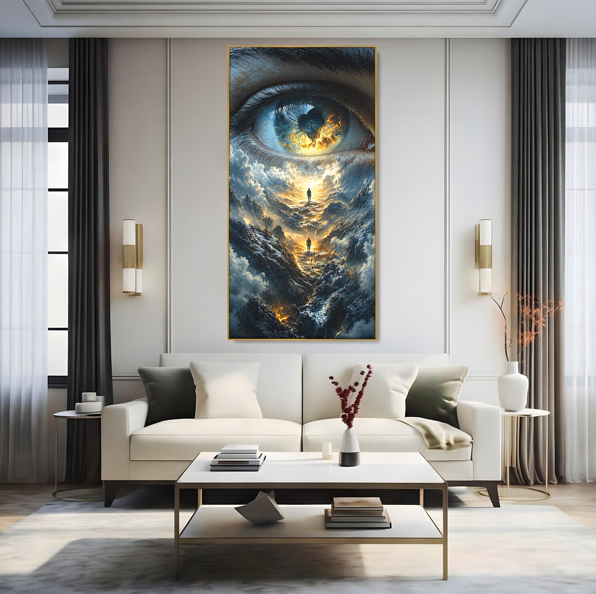 Tablou Canvas Premium LuxCanva® U1055, Privirea Catre Infinit, Ochi, Peisaj, Fantezie, Mister, Living, Dormitor, Culori Vibrante