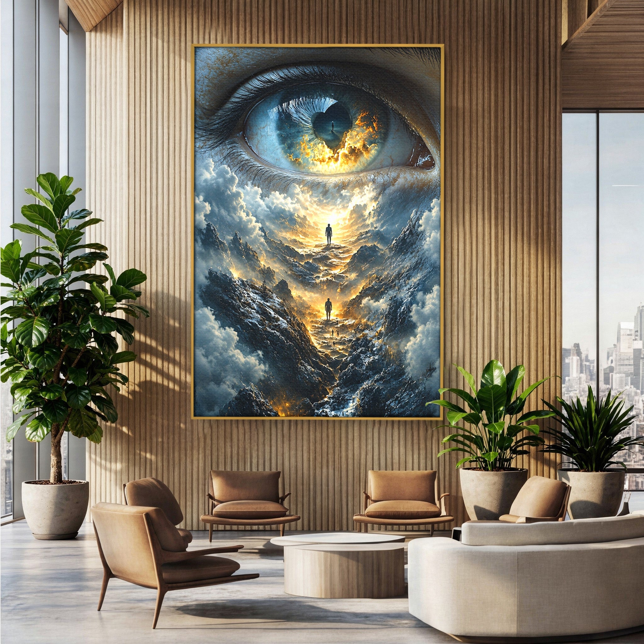 Tablou Canvas Premium LuxCanva® U1055, Privirea Catre Infinit, Ochi, Peisaj, Fantezie, Mister, Living, Dormitor, Culori Vibrante