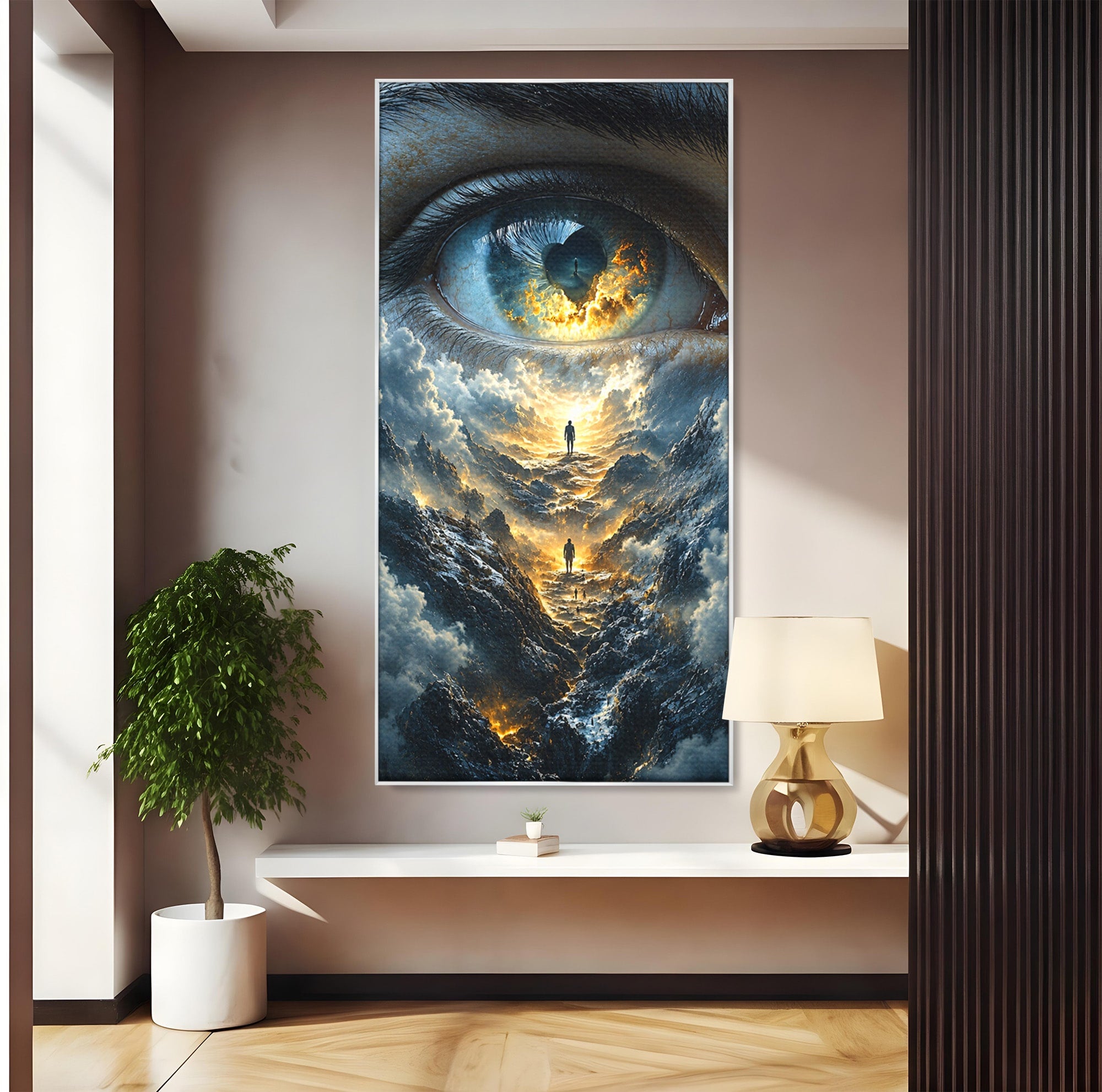 Tablou Canvas Premium LuxCanva® U1055, Privirea Catre Infinit, Ochi, Peisaj, Fantezie, Mister, Living, Dormitor, Culori Vibrante