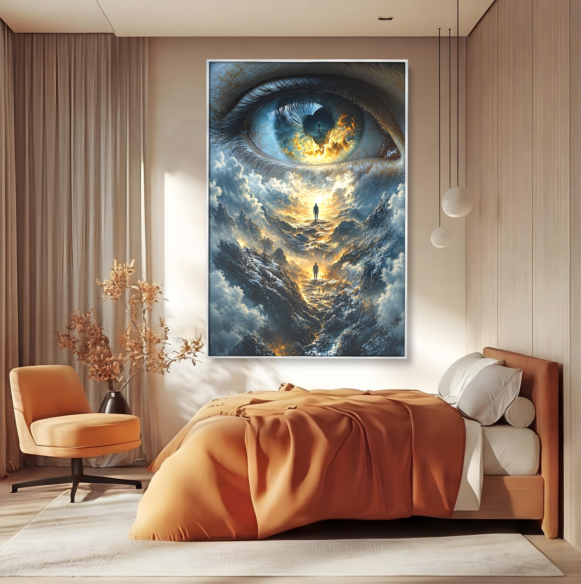 Tablou Canvas Premium LuxCanva® U1055, Privirea Catre Infinit, Ochi, Peisaj, Fantezie, Mister, Living, Dormitor, Culori Vibrante
