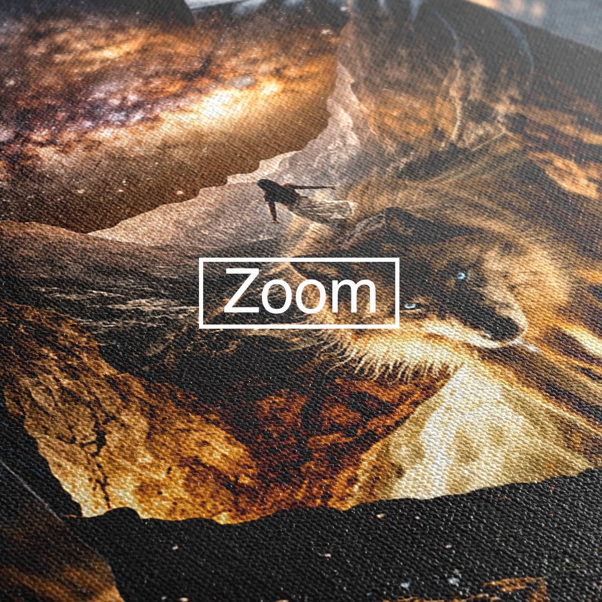 Tablou Canvas Premium LuxCanva® U1056, Lupul Cosmic, Cosmos, Munti, Aventura, Mister, Lup,  Living, Culori Vibrante