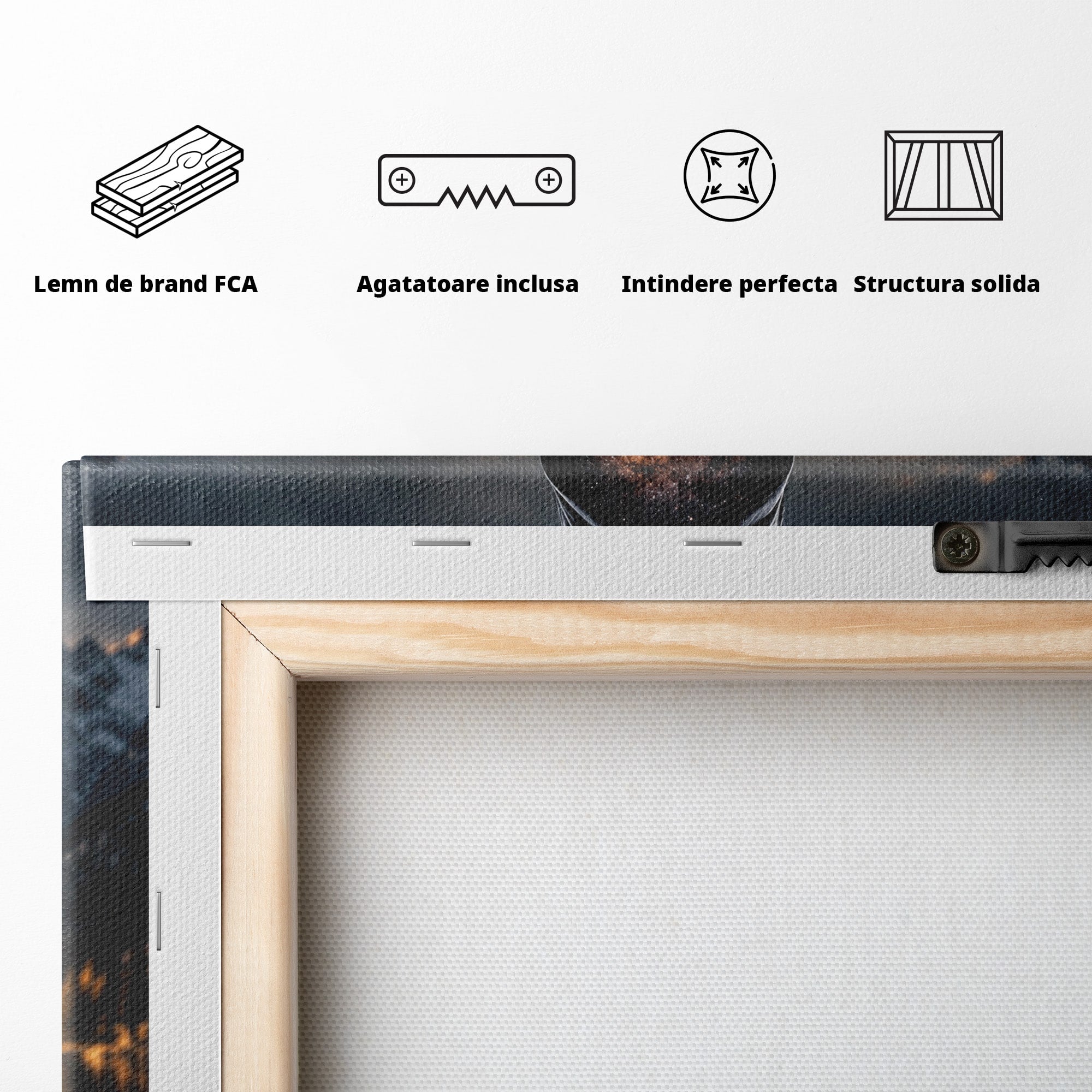 Tablou Canvas Premium LuxCanva® U1056, Lupul Cosmic, Cosmos, Munti, Aventura, Mister, Lup,  Living, Culori Vibrante