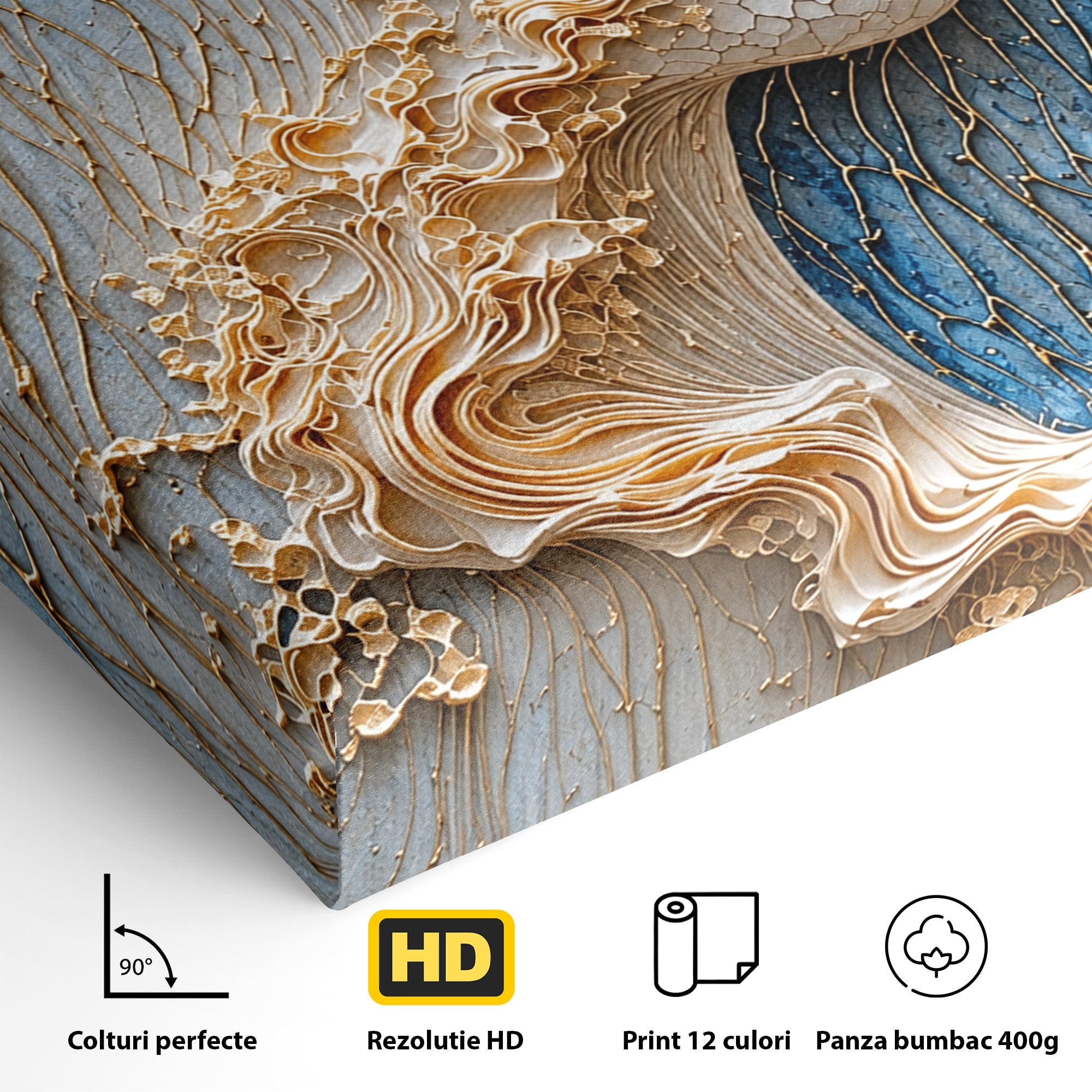 Tablou Canvas Premium LuxCanva® U1057, Chip Sculptural Artistic, Abstract, Sculptura, Textura, Chip, Living, Culori Vibrante
