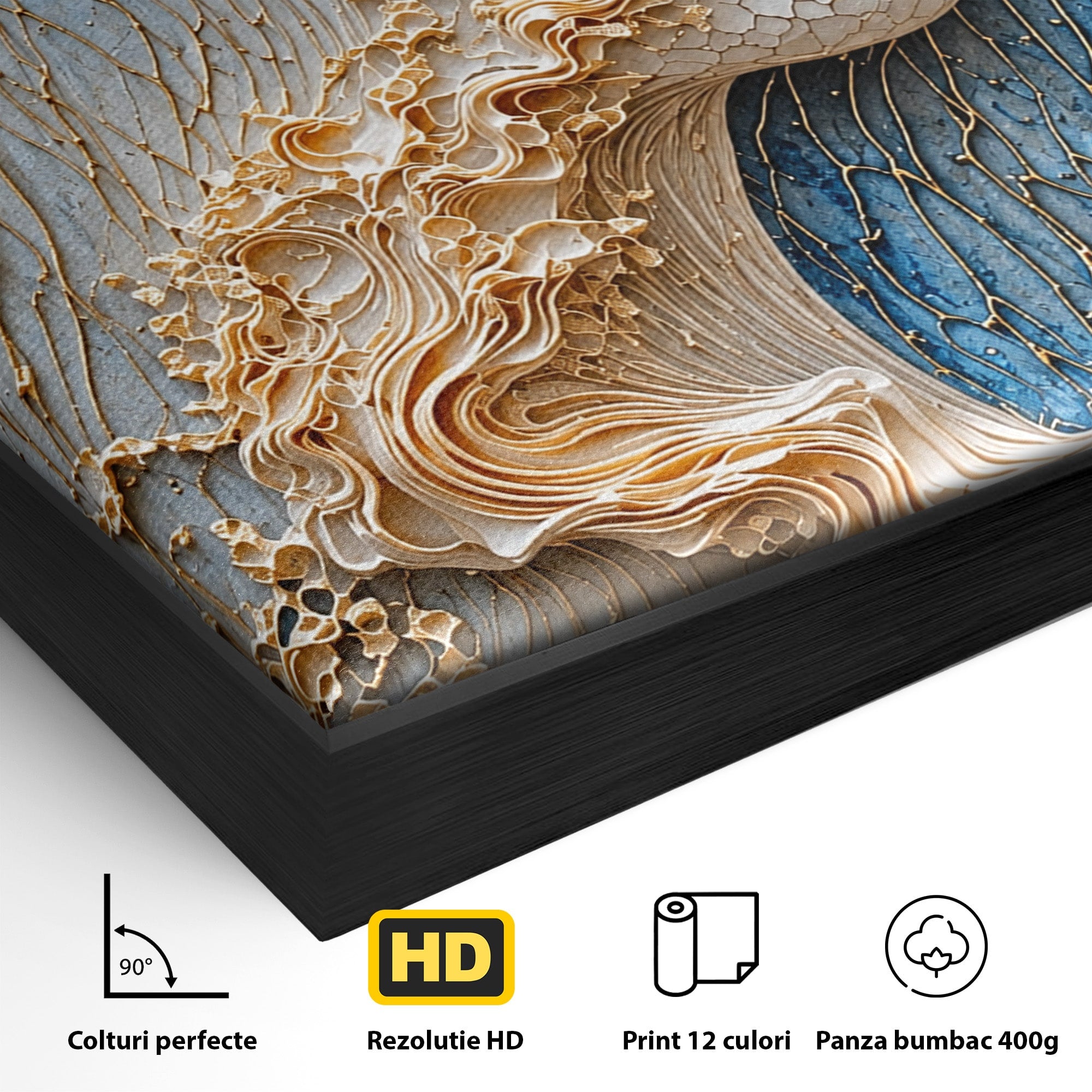 Tablou Canvas Premium LuxCanva® U1057, Chip Sculptural Artistic, Abstract, Sculptura, Textura, Chip, Living, Culori Vibrante