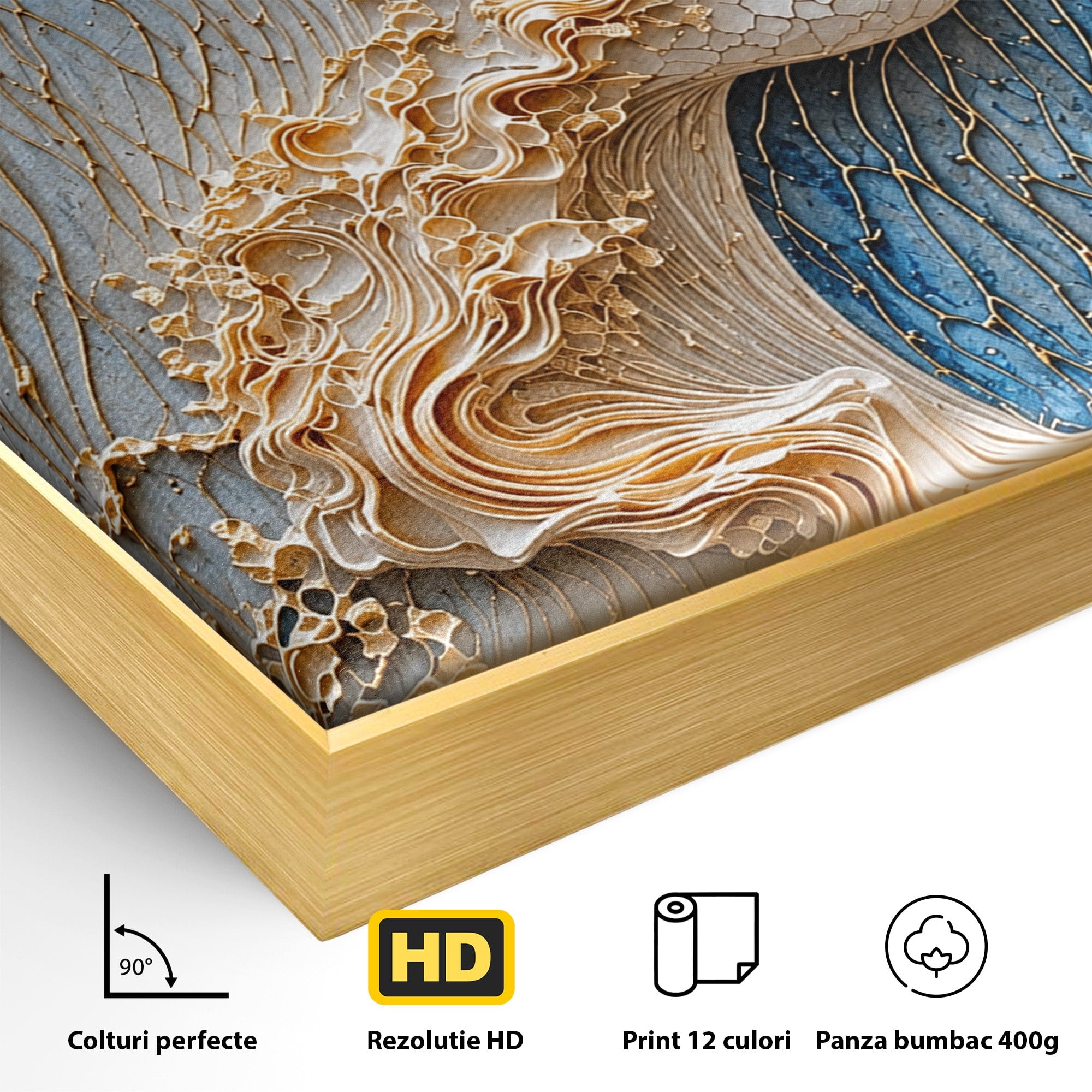 Tablou Canvas Premium LuxCanva® U1057, Chip Sculptural Artistic, Abstract, Sculptura, Textura, Chip, Living, Culori Vibrante