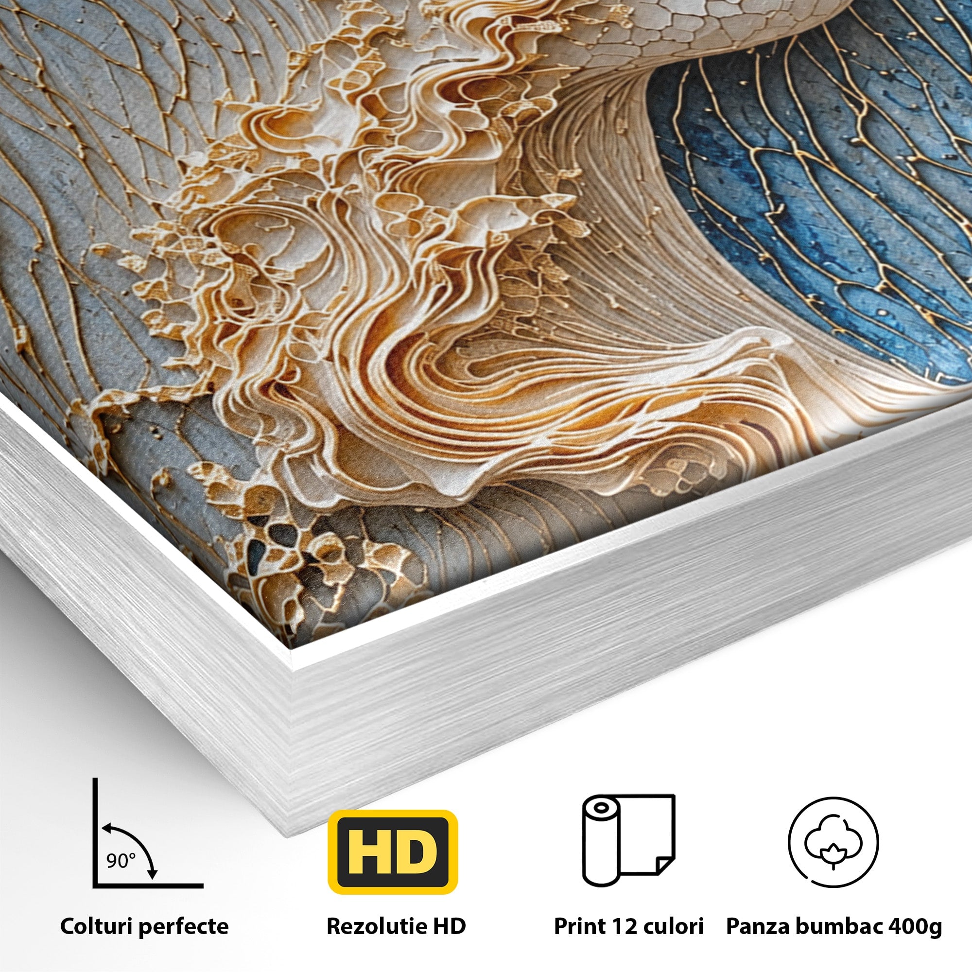 Tablou Canvas Premium LuxCanva® U1057, Chip Sculptural Artistic, Abstract, Sculptura, Textura, Chip, Living, Culori Vibrante