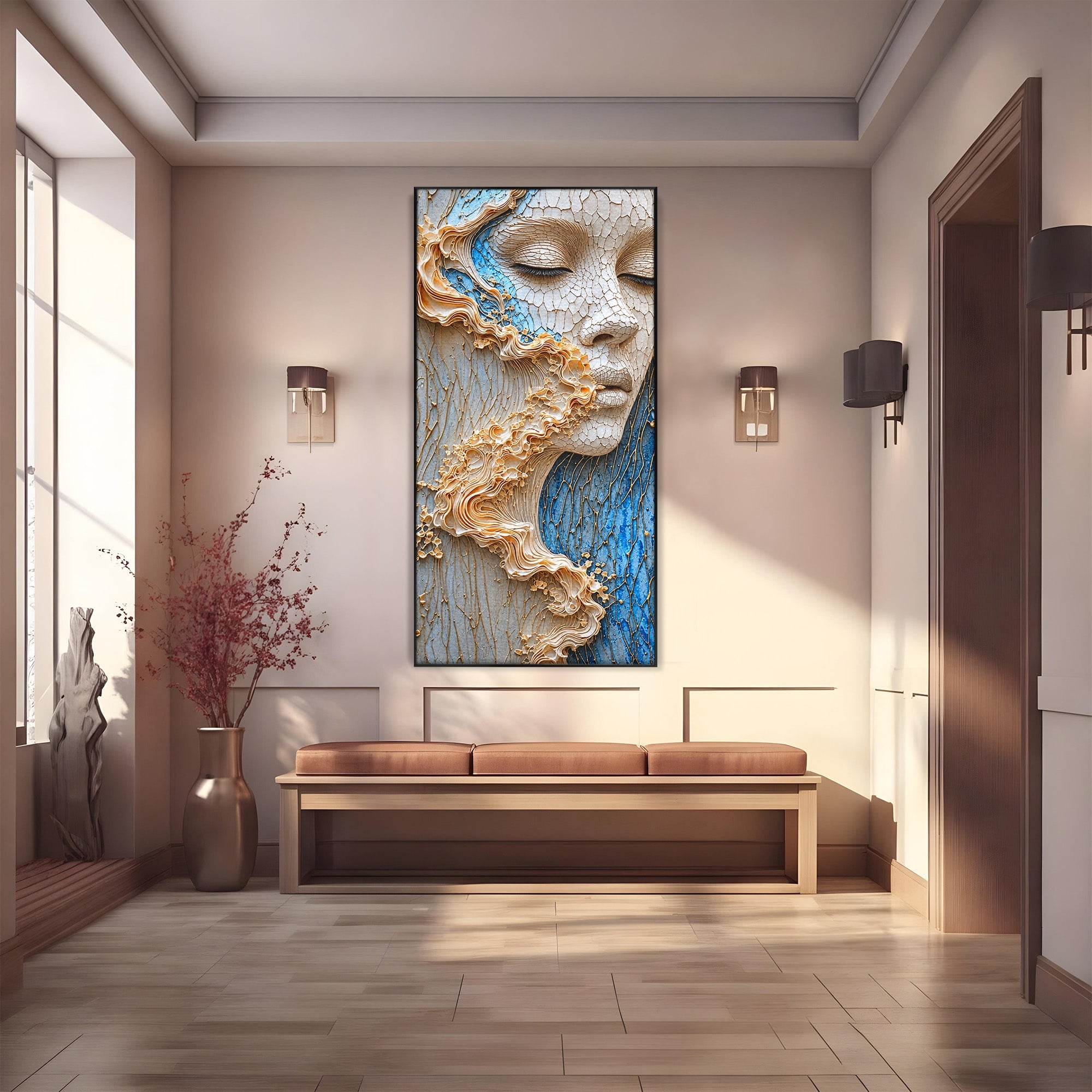 Tablou Canvas Premium LuxCanva® U1057, Chip Sculptural Artistic, Abstract, Sculptura, Textura, Chip, Living, Culori Vibrante