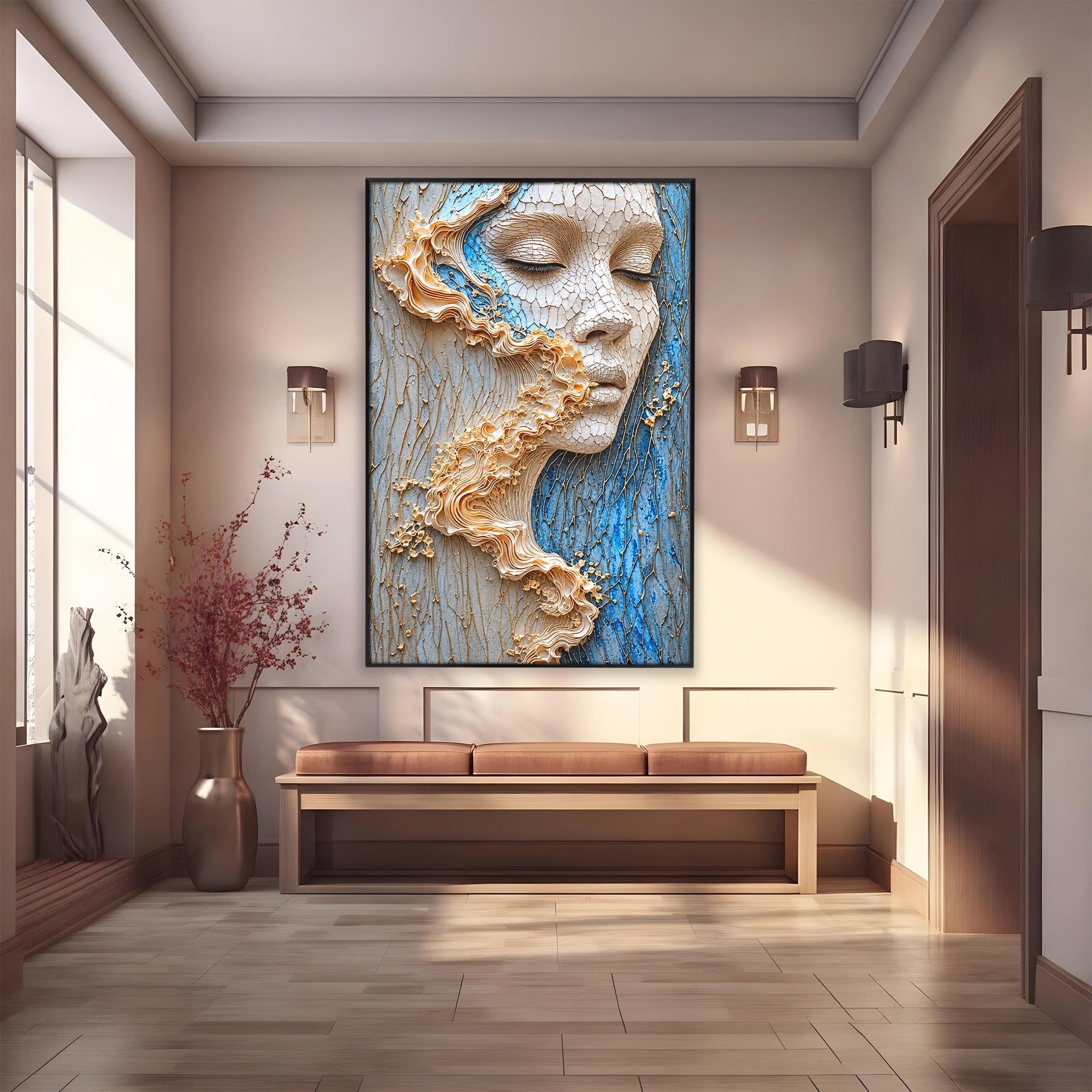 Tablou Canvas Premium LuxCanva® U1057, Chip Sculptural Artistic, Abstract, Sculptura, Textura, Chip, Living, Culori Vibrante