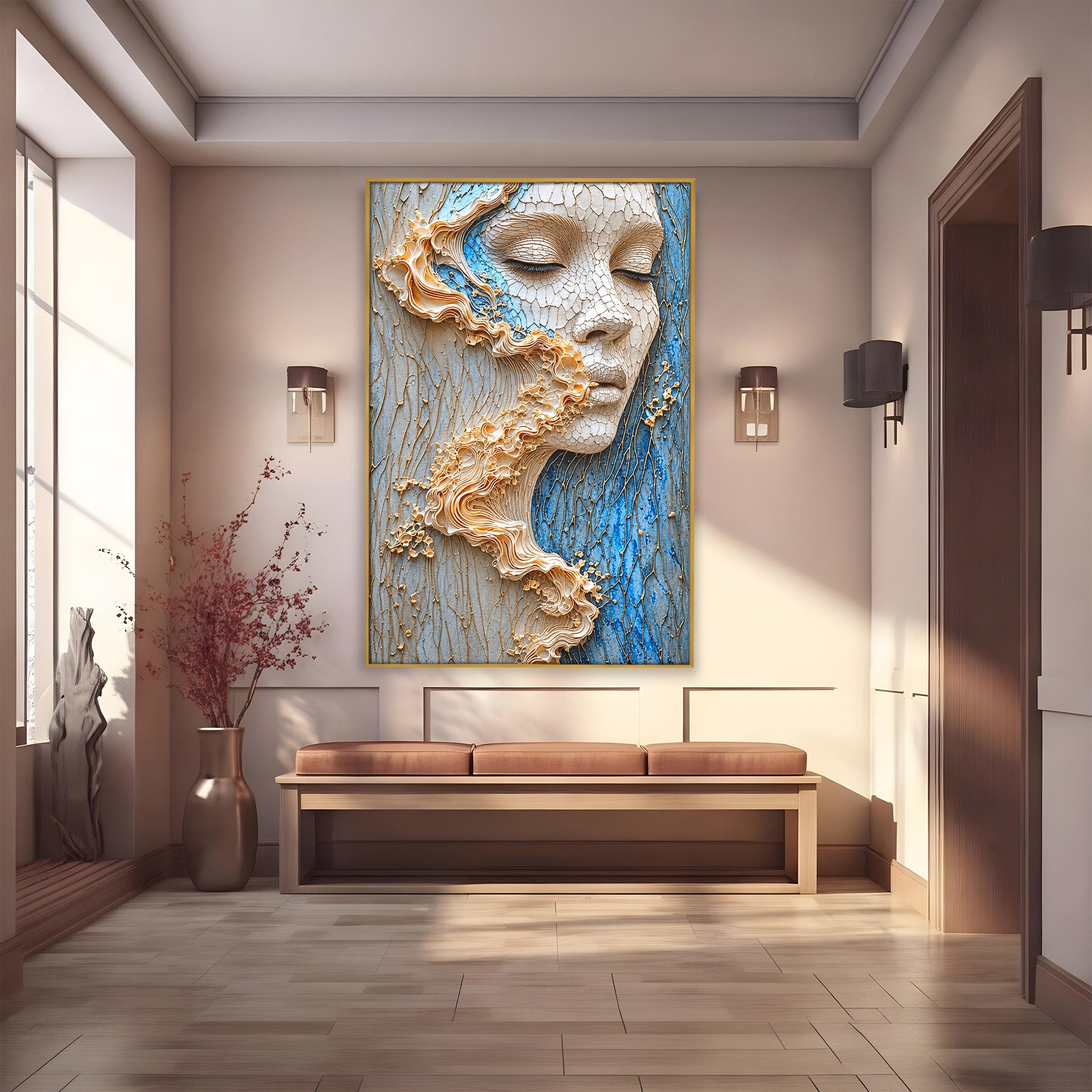 Tablou Canvas Premium LuxCanva® U1057, Chip Sculptural Artistic, Abstract, Sculptura, Textura, Chip, Living, Culori Vibrante