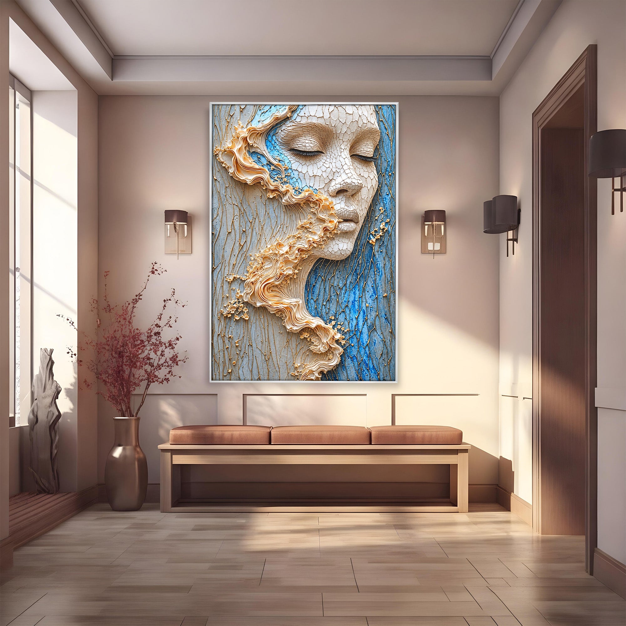 Tablou Canvas Premium LuxCanva® U1057, Chip Sculptural Artistic, Abstract, Sculptura, Textura, Chip, Living, Culori Vibrante