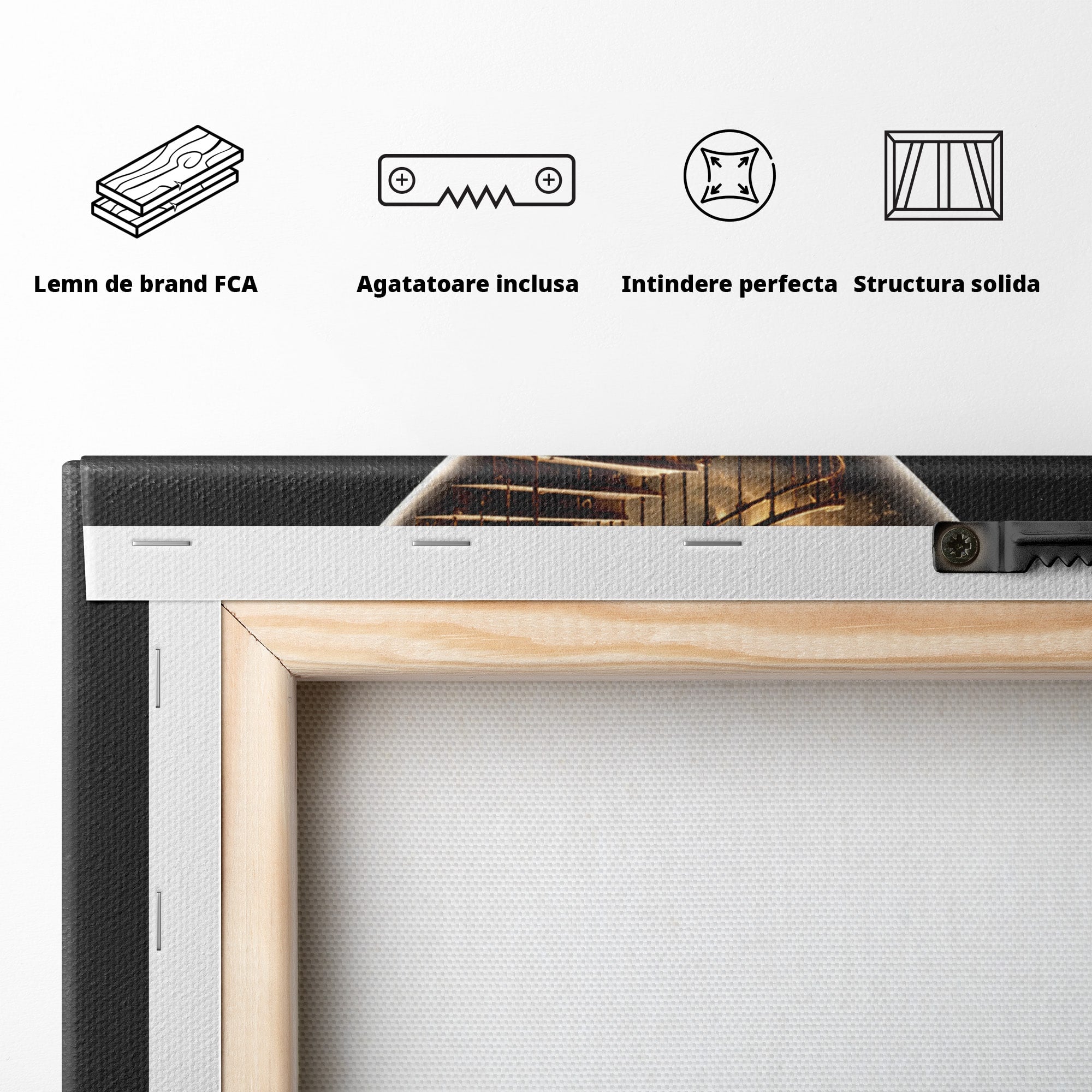Tablou Canvas Premium LuxCanva® U1058, Scara Spre Cer, Nisip, Cer, Foc, Scara, Living, Culori Vibrante