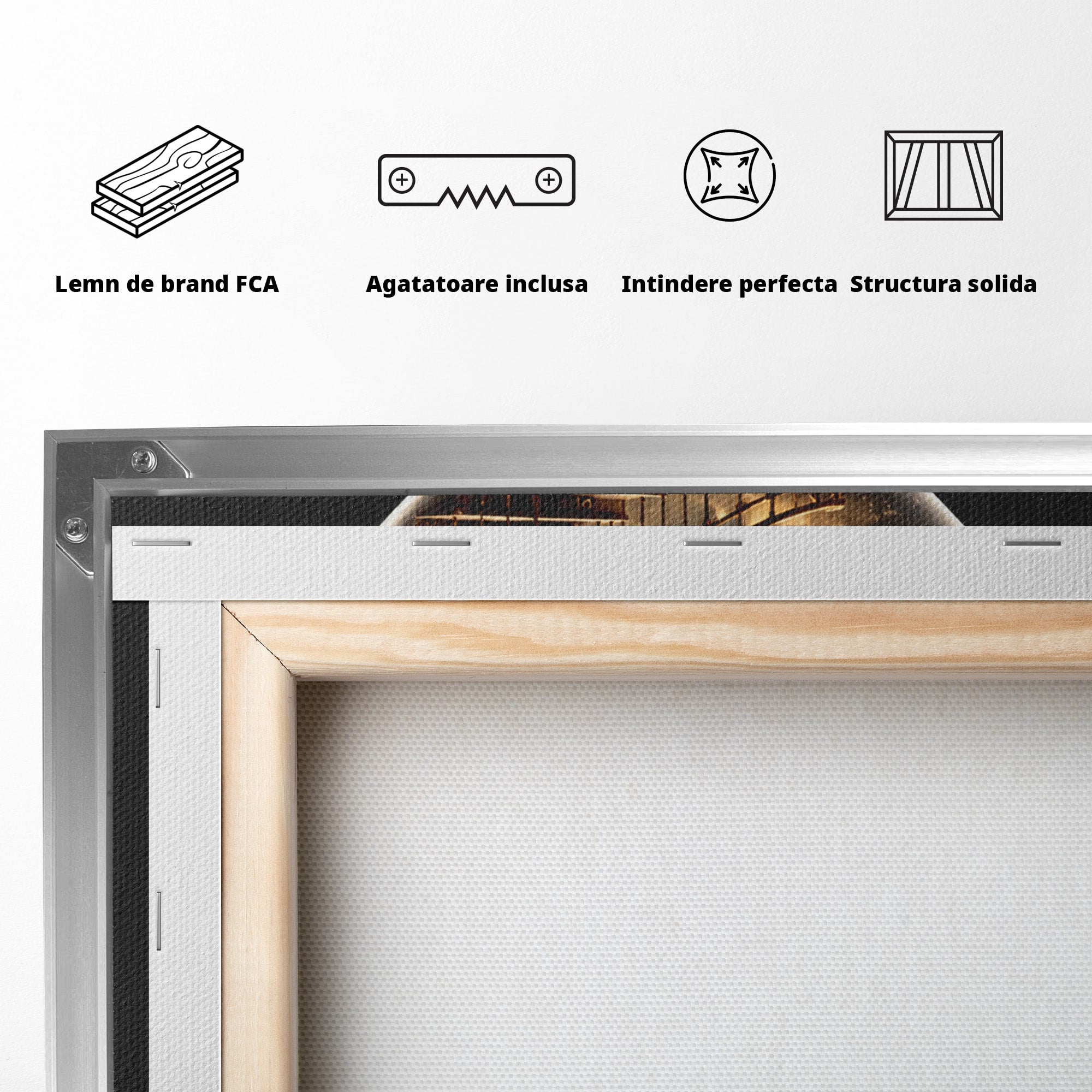 Tablou Canvas Premium LuxCanva® U1058, Scara Spre Cer, Nisip, Cer, Foc, Scara, Living, Culori Vibrante