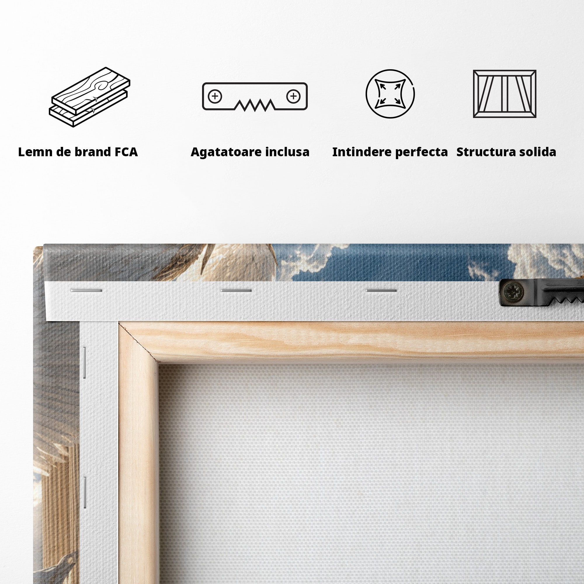Tablou Canvas Premium LuxCanva® U1060, Inger Si Demon In Ceruri, Ceruri, Fantezie, Confruntare, Inger, Demon, Living, Culori Vibrante