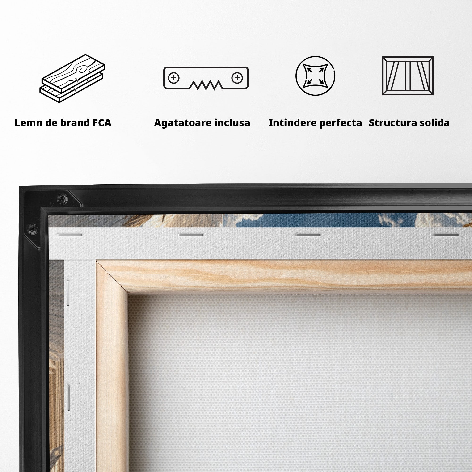 Tablou Canvas Premium LuxCanva® U1060, Inger Si Demon In Ceruri, Ceruri, Fantezie, Confruntare, Inger, Demon, Living, Culori Vibrante