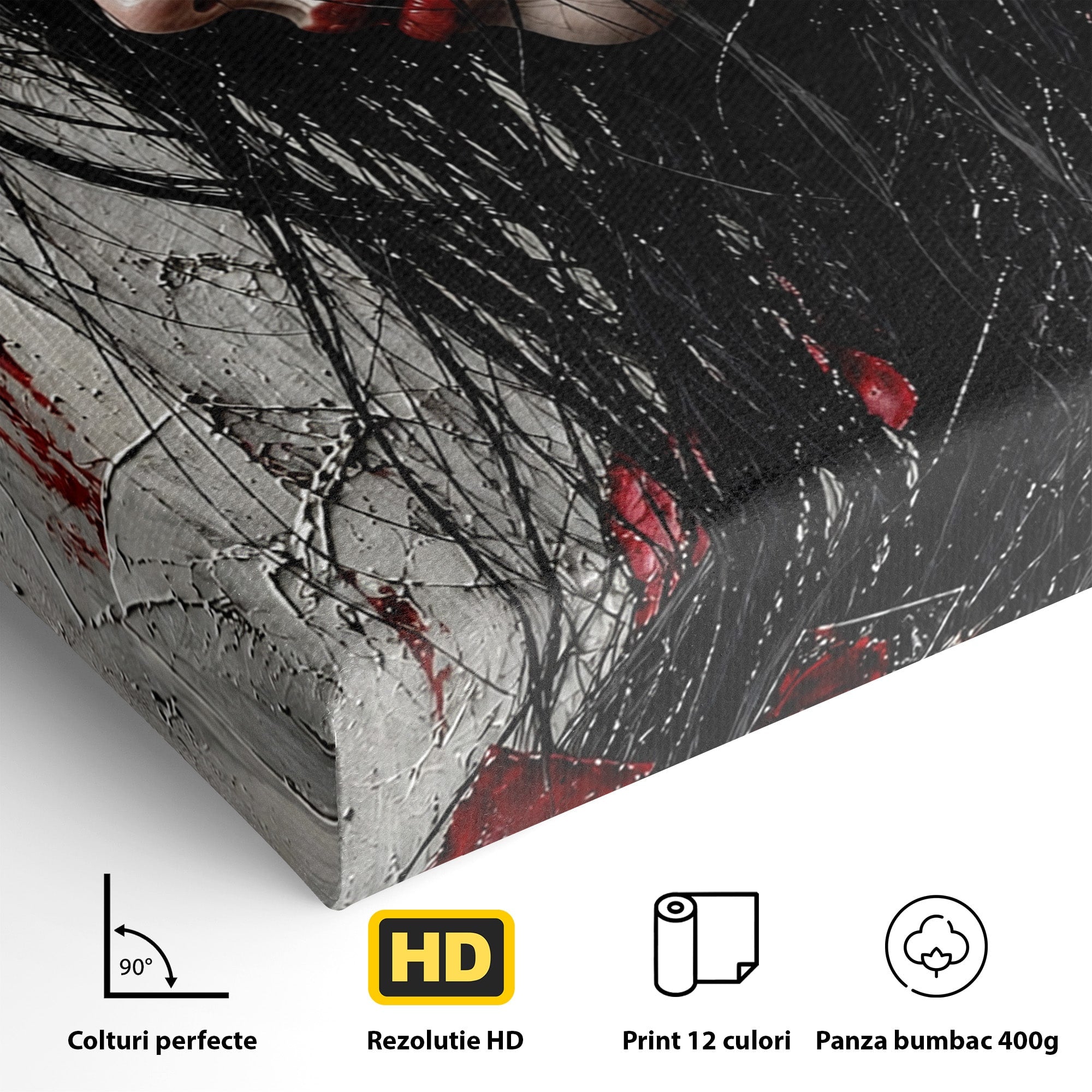 Tablou Canvas Premium LuxCanva® U1061, Fata Cu Trandafiri Rosii, Portret, Mister, Trandafiri, Dormitor, Culori Vibrante