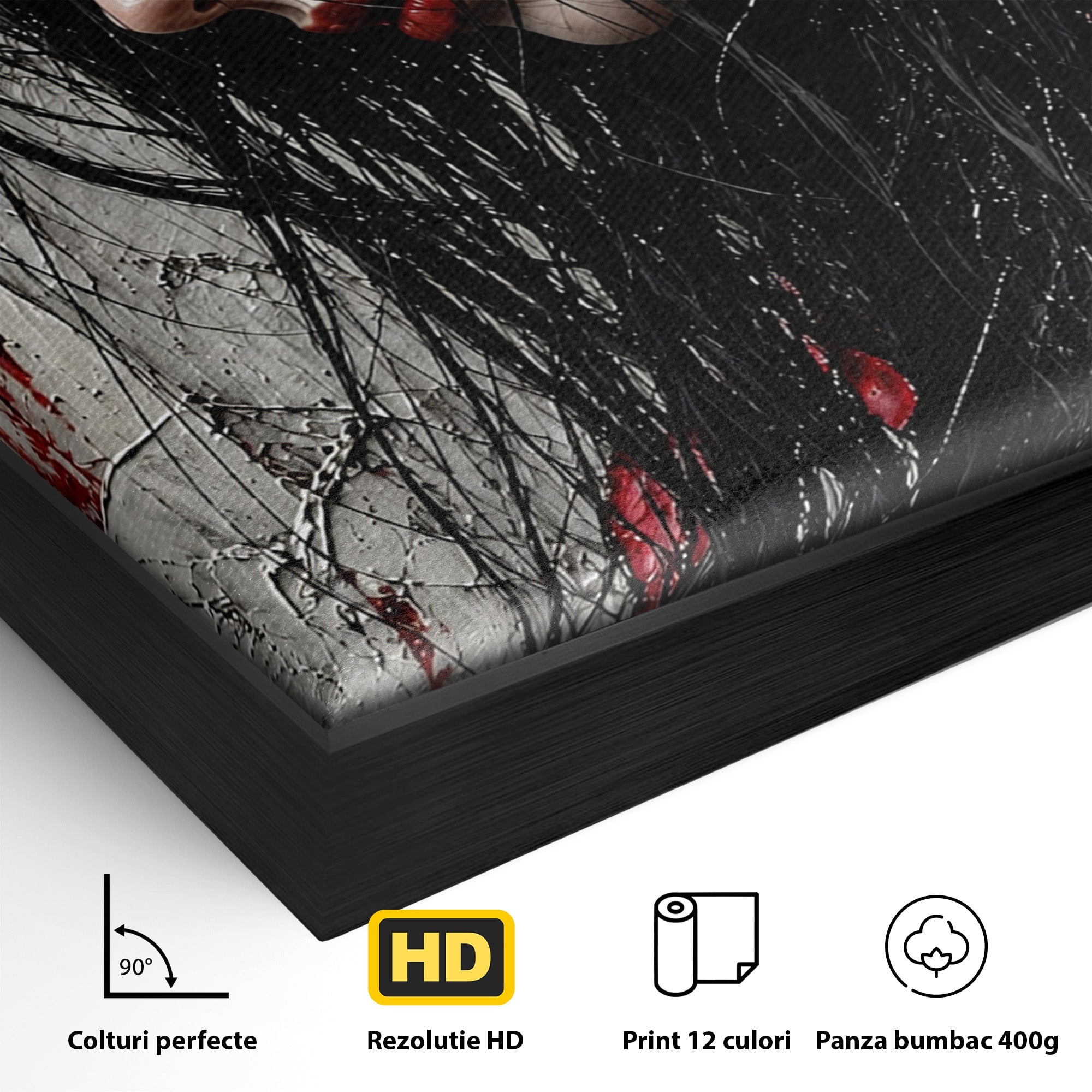 Tablou Canvas Premium LuxCanva® U1061, Fata Cu Trandafiri Rosii, Portret, Mister, Trandafiri, Dormitor, Culori Vibrante