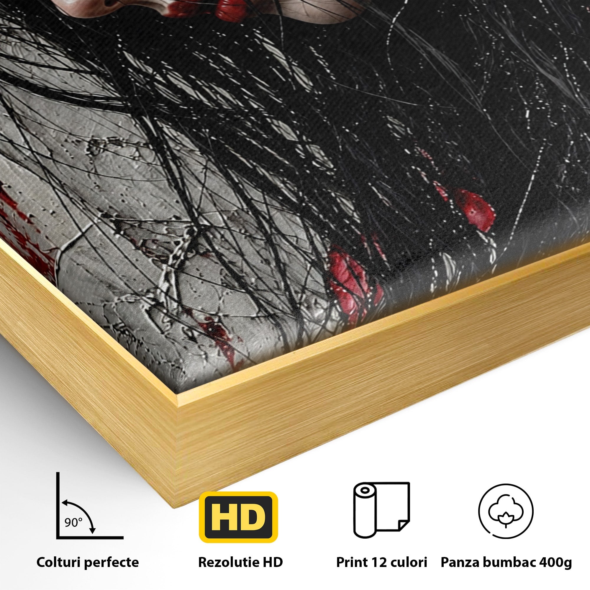 Tablou Canvas Premium LuxCanva® U1061, Fata Cu Trandafiri Rosii, Portret, Mister, Trandafiri, Dormitor, Culori Vibrante