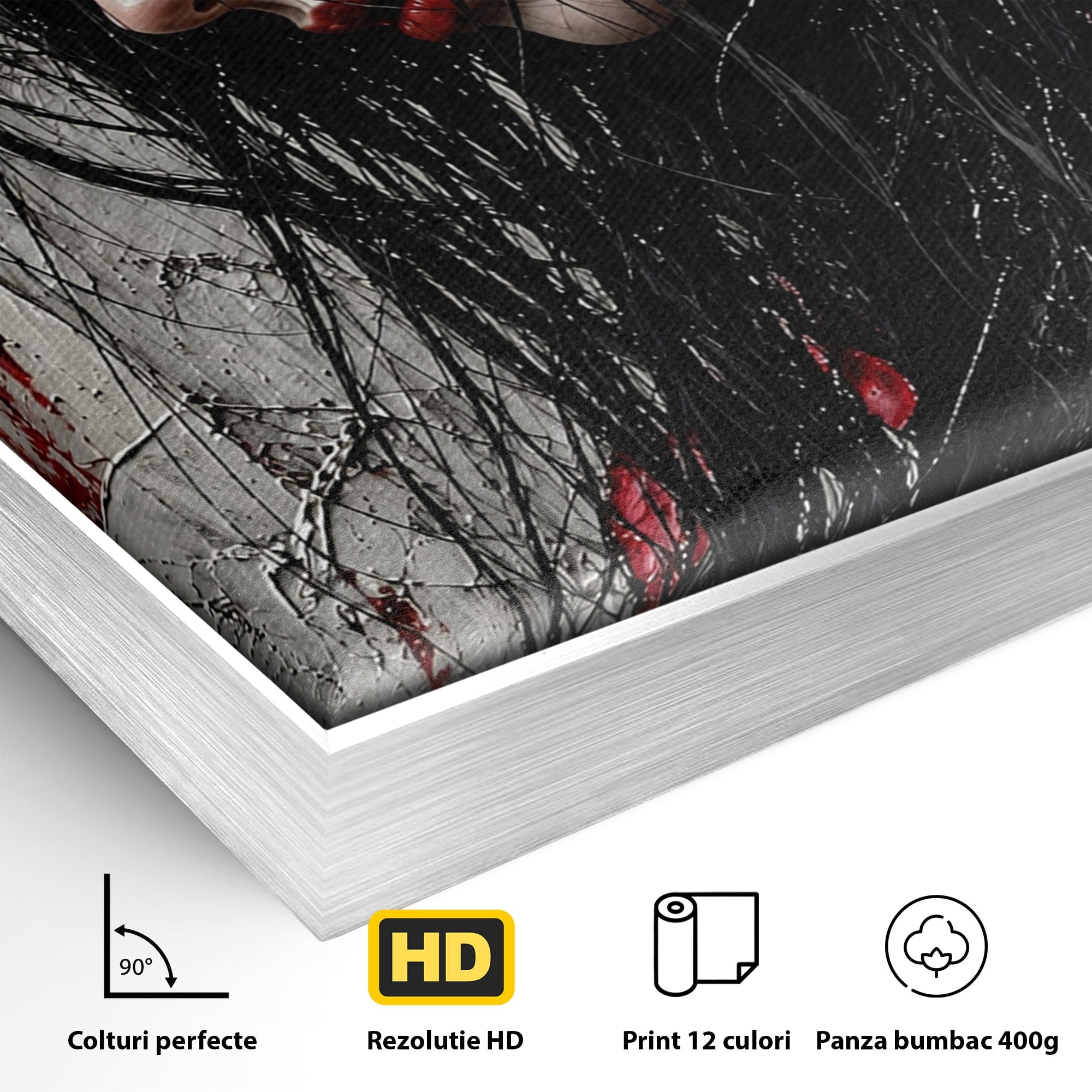 Tablou Canvas Premium LuxCanva® U1061, Fata Cu Trandafiri Rosii, Portret, Mister, Trandafiri, Dormitor, Culori Vibrante