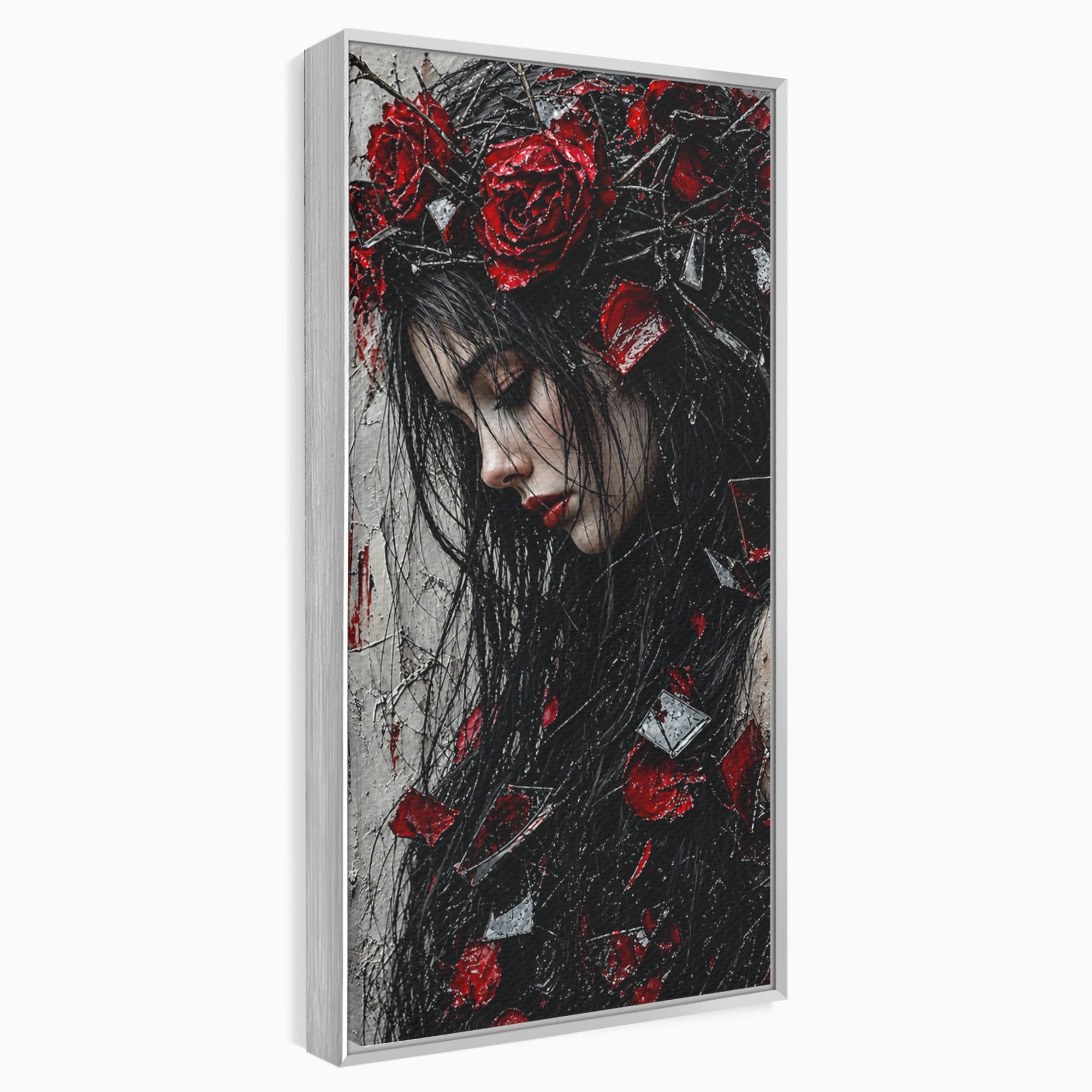 Tablou Canvas Premium LuxCanva® U1061, Fata Cu Trandafiri Rosii, Portret, Mister, Trandafiri, Dormitor, Culori Vibrante