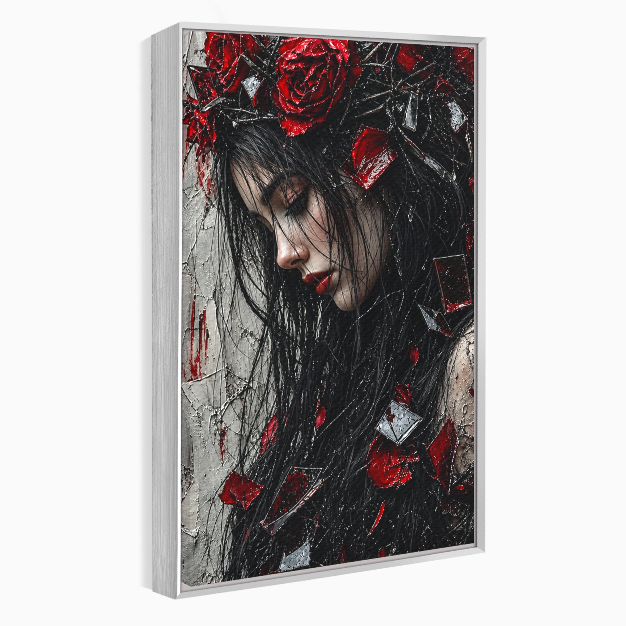 Tablou Canvas Premium LuxCanva® U1061, Fata Cu Trandafiri Rosii, Portret, Mister, Trandafiri, Dormitor, Culori Vibrante