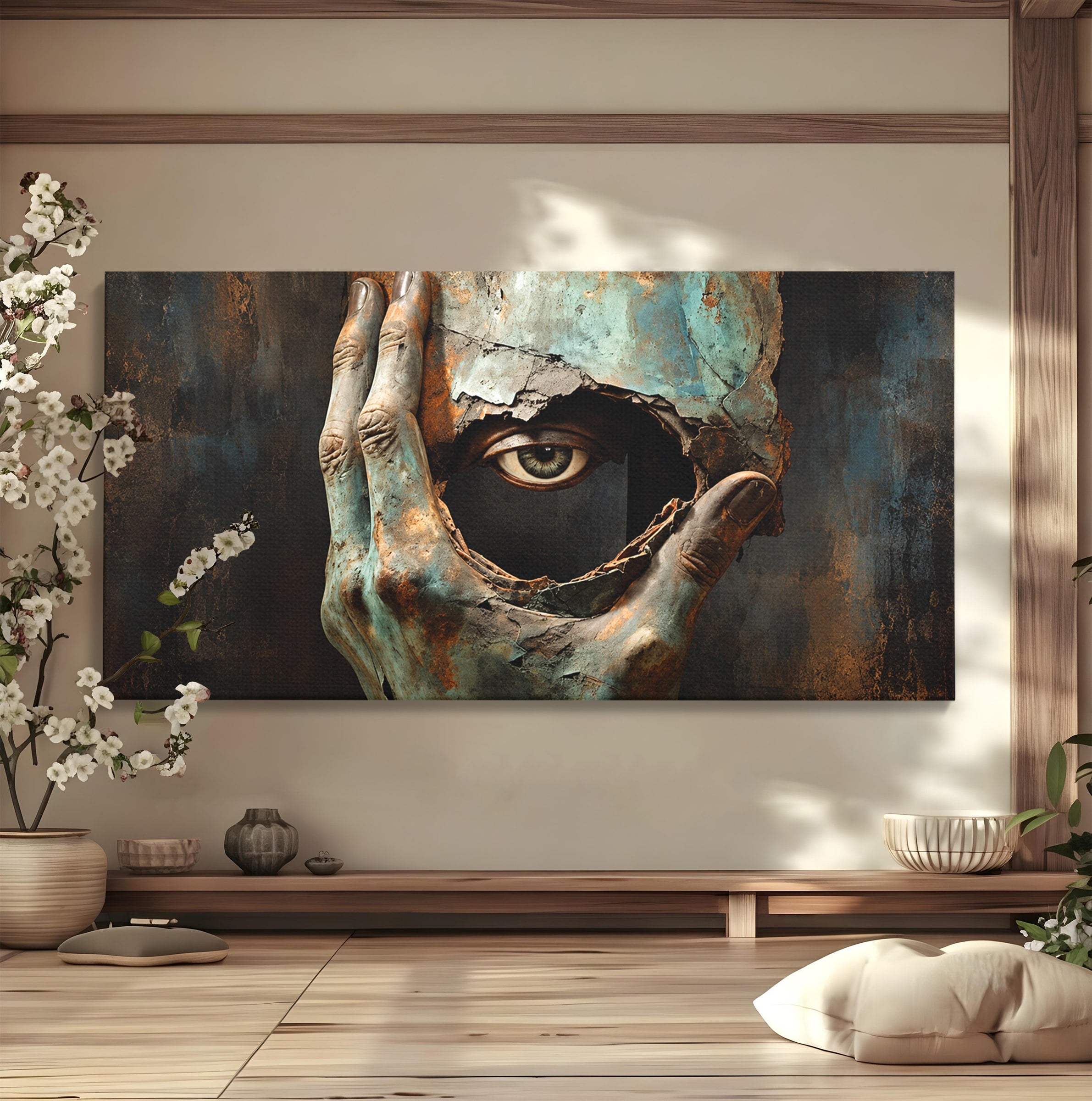 Tablou Canvas Premium LuxCanva® U1062, Privirea Misterioasa, Ochi, Mister, Abstract, Arta, Birou, Culori Vibrante
