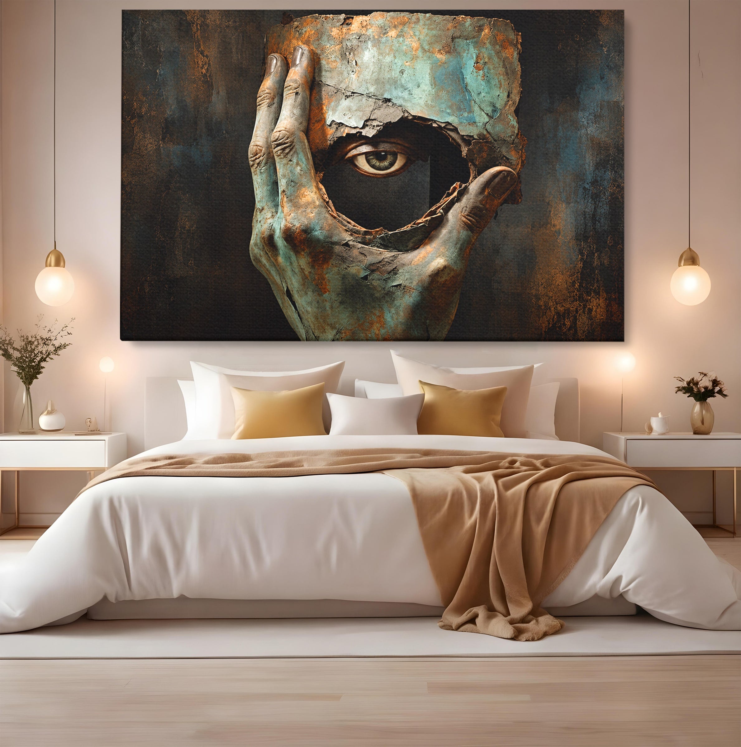 Tablou Canvas Premium LuxCanva® U1062, Privirea Misterioasa, Ochi, Mister, Abstract, Arta, Birou, Culori Vibrante