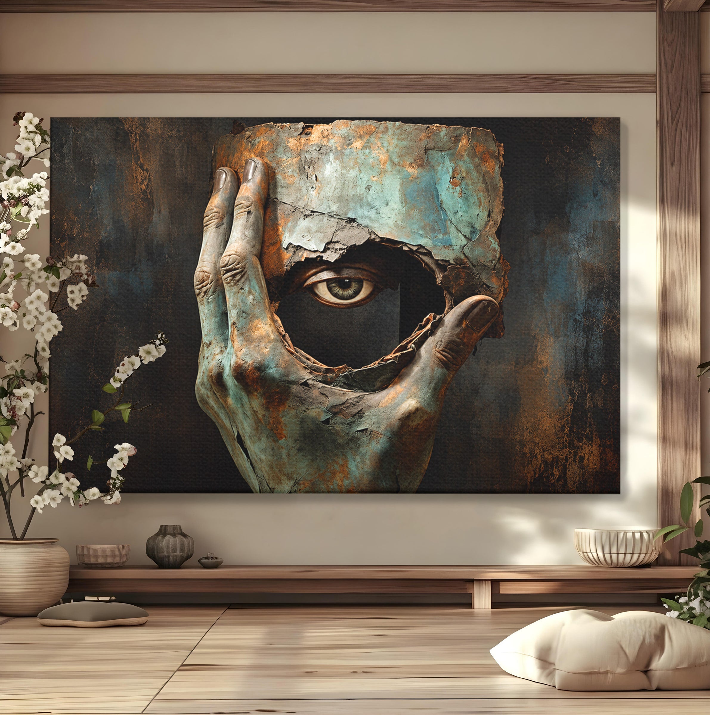 Tablou Canvas Premium LuxCanva® U1062, Privirea Misterioasa, Ochi, Mister, Abstract, Arta, Birou, Culori Vibrante