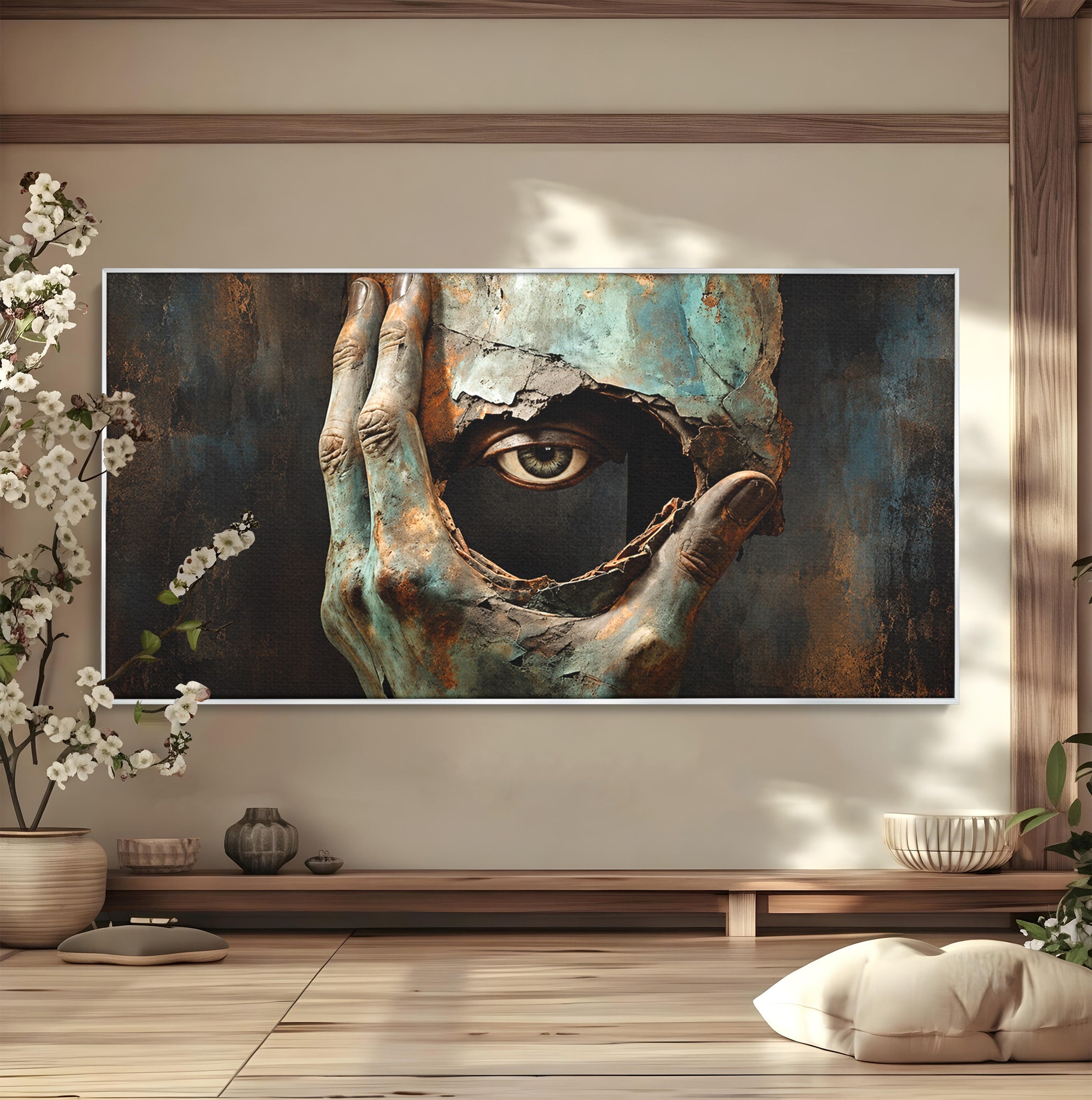 Tablou Canvas Premium LuxCanva® U1062, Privirea Misterioasa, Ochi, Mister, Abstract, Arta, Birou, Culori Vibrante
