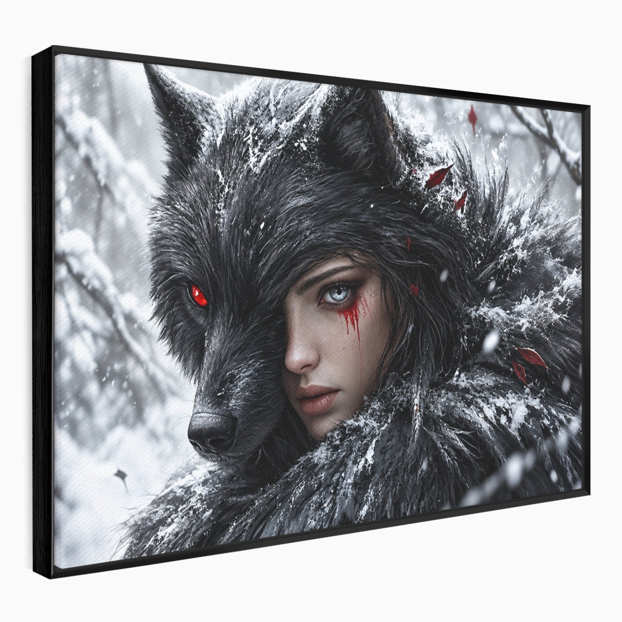 Tablou Canvas Premium LuxCanva® U1063, Femeia Lup, Portret, Mister, Fantezie, Lup, Dormitor, Culori Vibrante