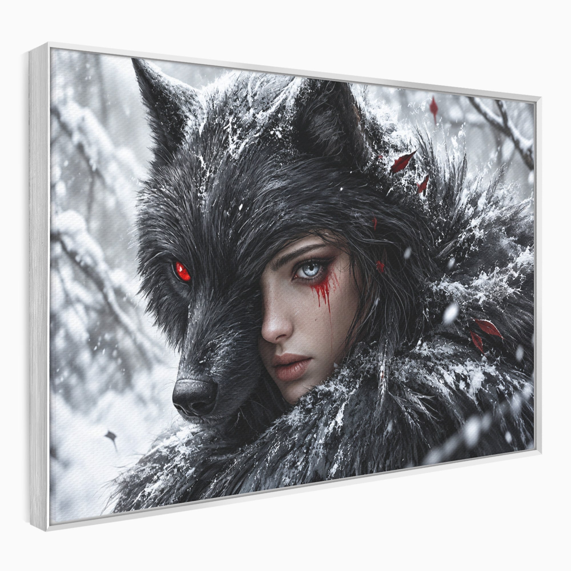Tablou Canvas Premium LuxCanva® U1063, Femeia Lup, Portret, Mister, Fantezie, Lup, Dormitor, Culori Vibrante