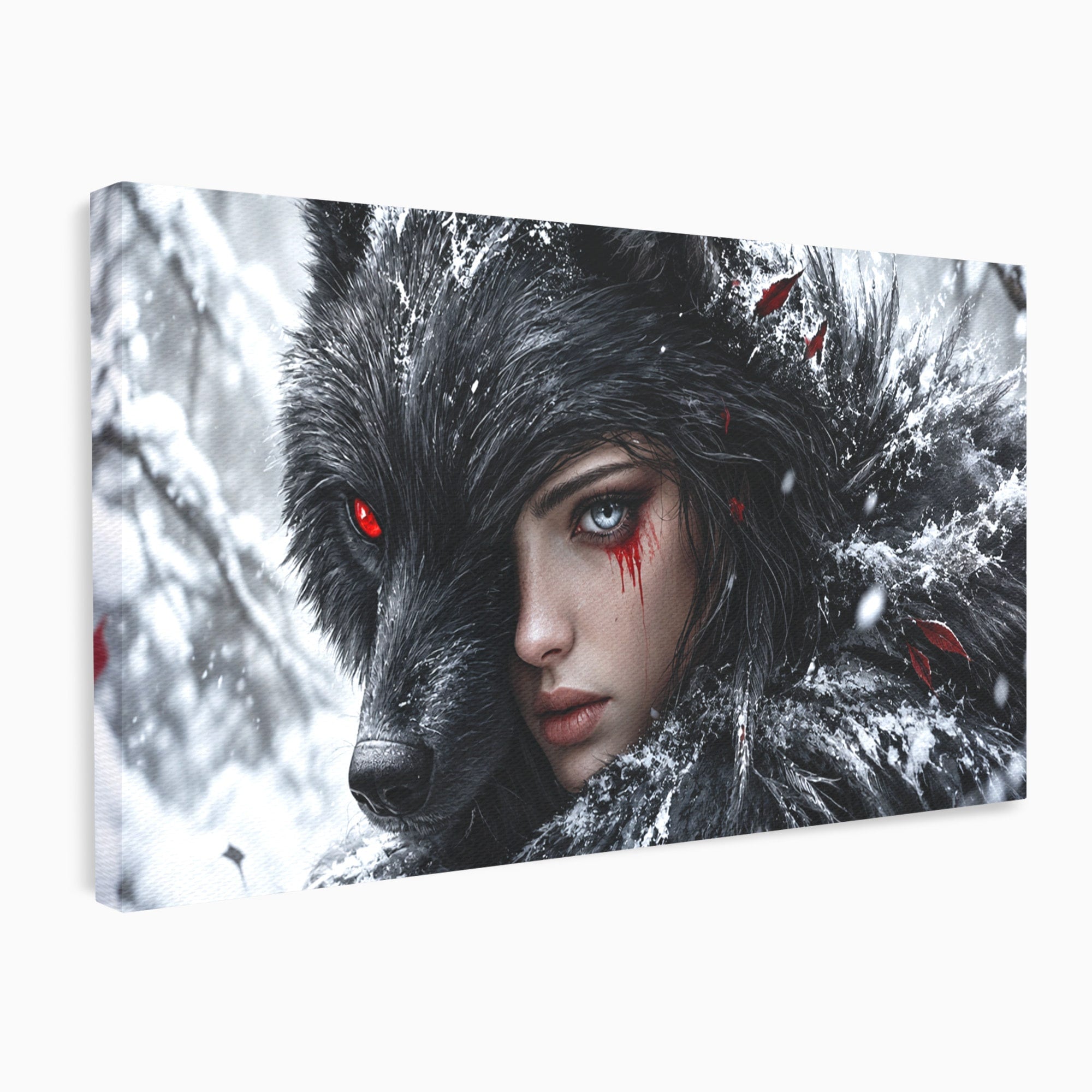 Tablou Canvas Premium LuxCanva® U1063, Femeia Lup, Portret, Mister, Fantezie, Lup, Dormitor, Culori Vibrante