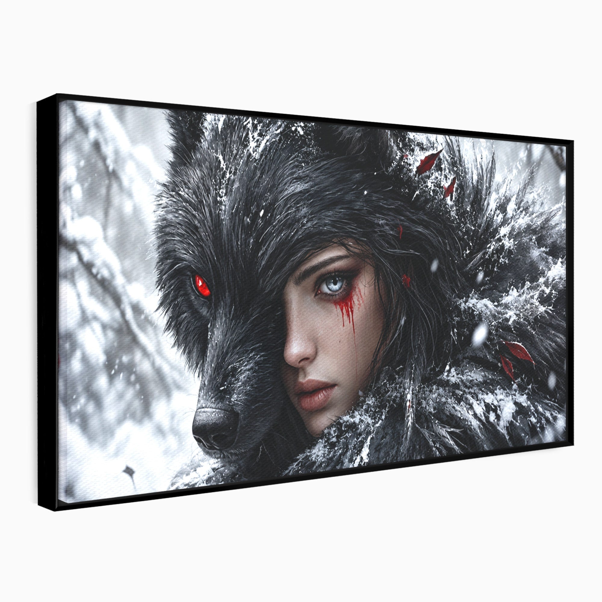Tablou Canvas Premium LuxCanva® U1063, Femeia Lup, Portret, Mister, Fantezie, Lup, Dormitor, Culori Vibrante