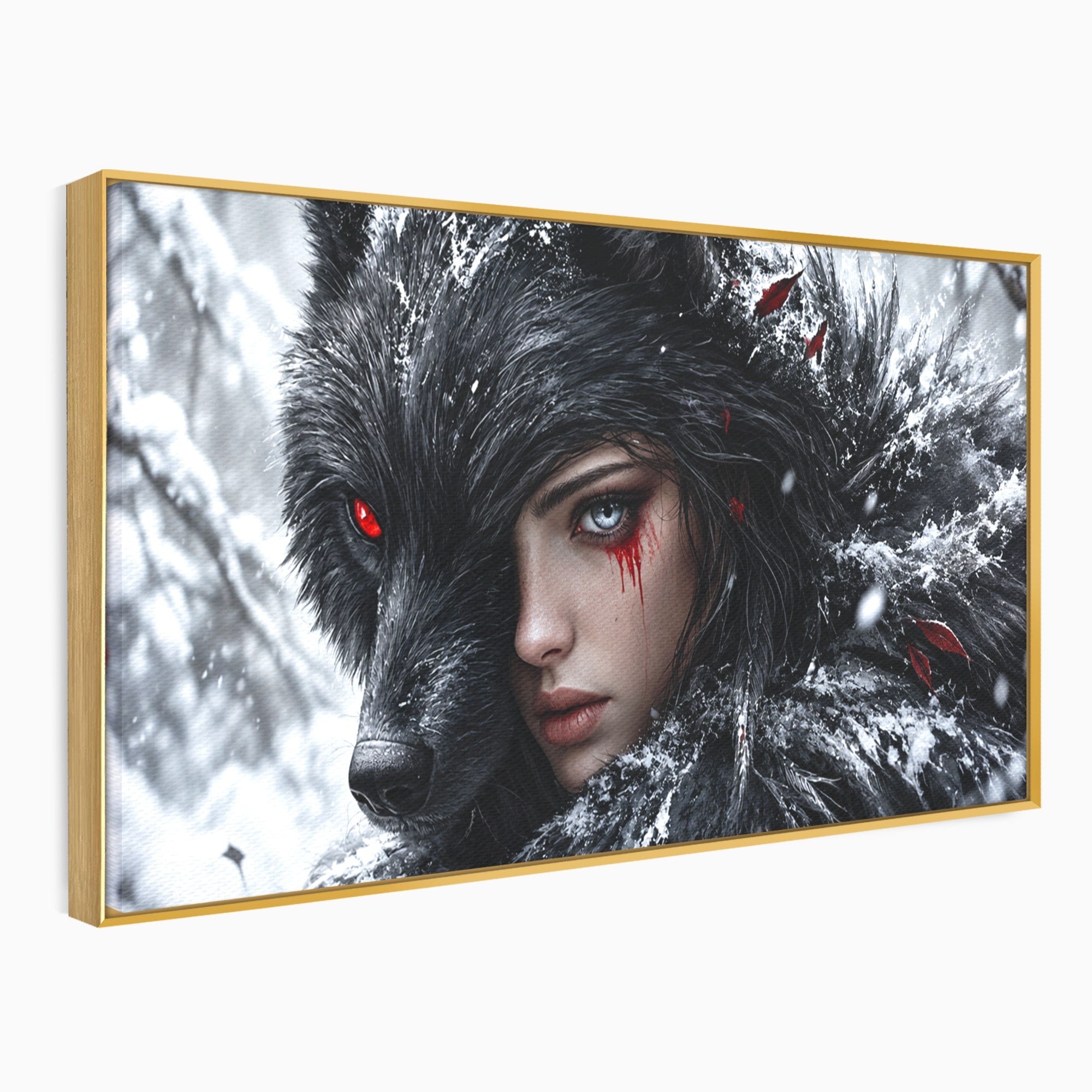 Tablou Canvas Premium LuxCanva® U1063, Femeia Lup, Portret, Mister, Fantezie, Lup, Dormitor, Culori Vibrante