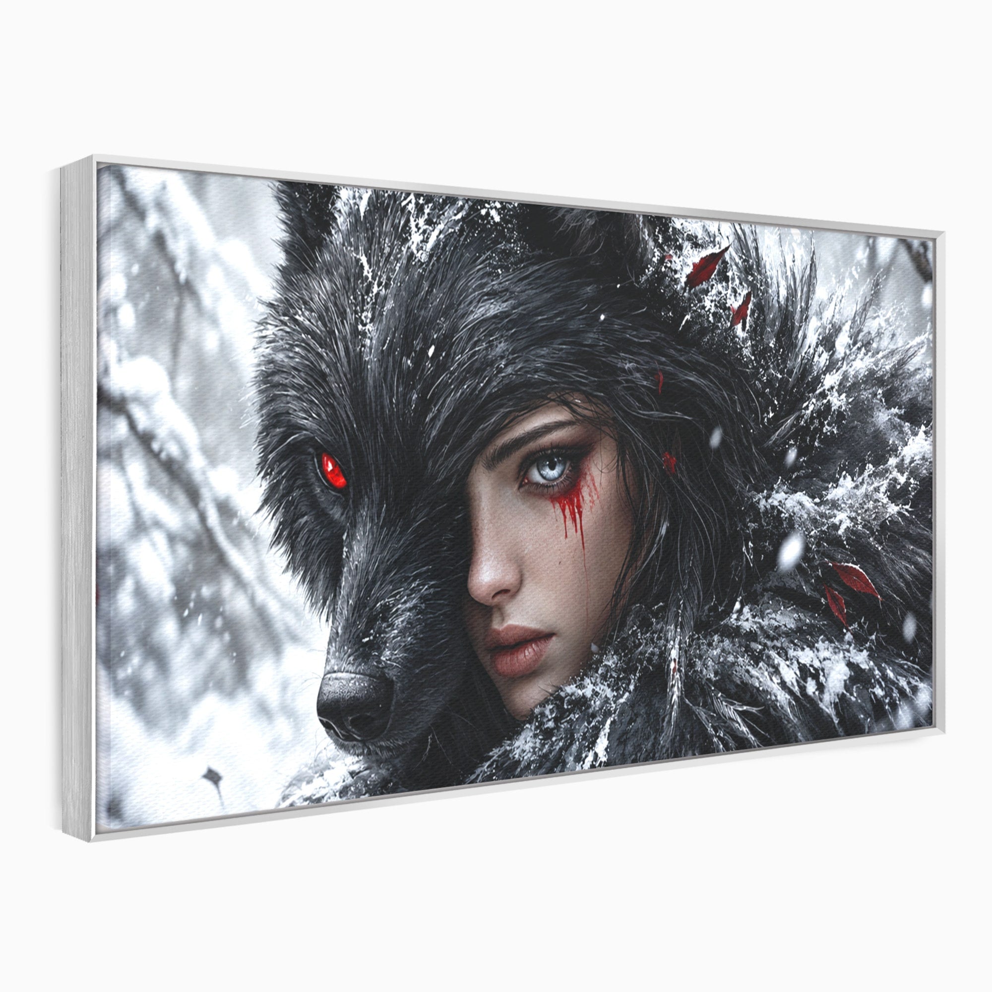 Tablou Canvas Premium LuxCanva® U1063, Femeia Lup, Portret, Mister, Fantezie, Lup, Dormitor, Culori Vibrante