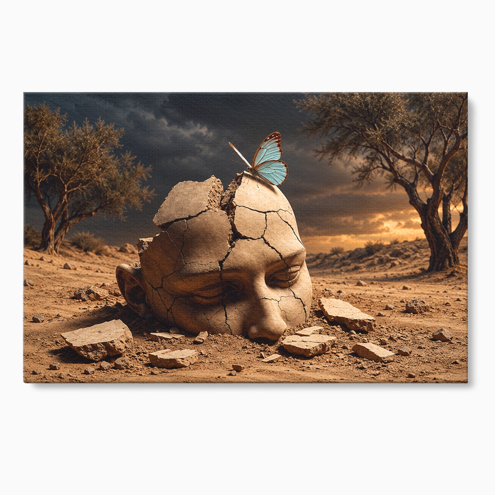 Tablou Canvas Premium LuxCanva® U1065, Capul In Desert, Fluture, Surrealism, Cap, Desert, Dormitor, Culori Vibrante