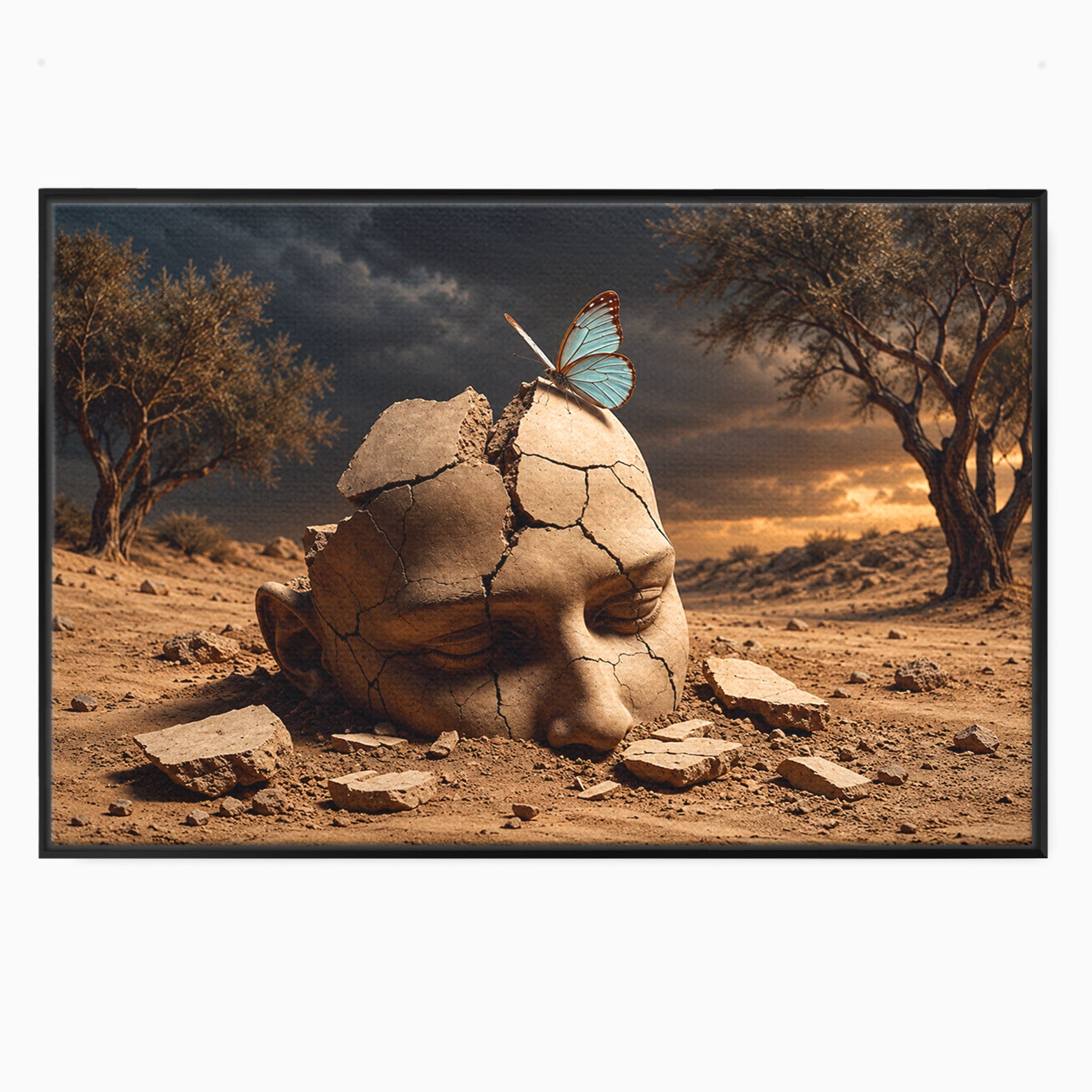 Tablou Canvas Premium LuxCanva® U1065, Capul In Desert, Fluture, Surrealism, Cap, Desert, Dormitor, Culori Vibrante