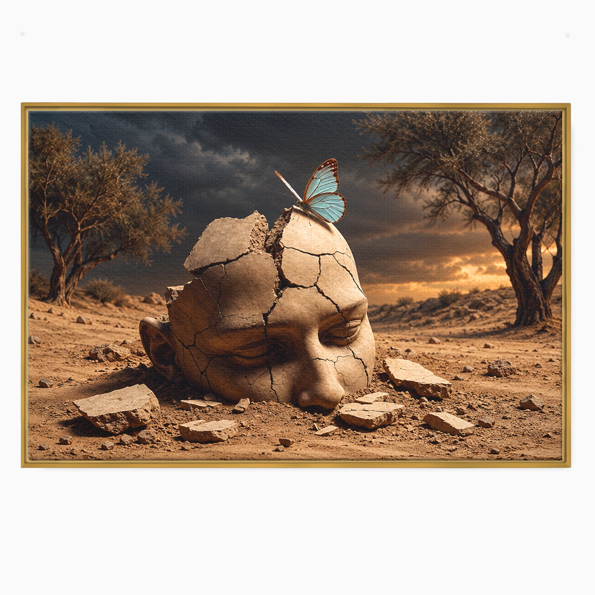 Tablou Canvas Premium LuxCanva® U1065, Capul In Desert, Fluture, Surrealism, Cap, Desert, Dormitor, Culori Vibrante