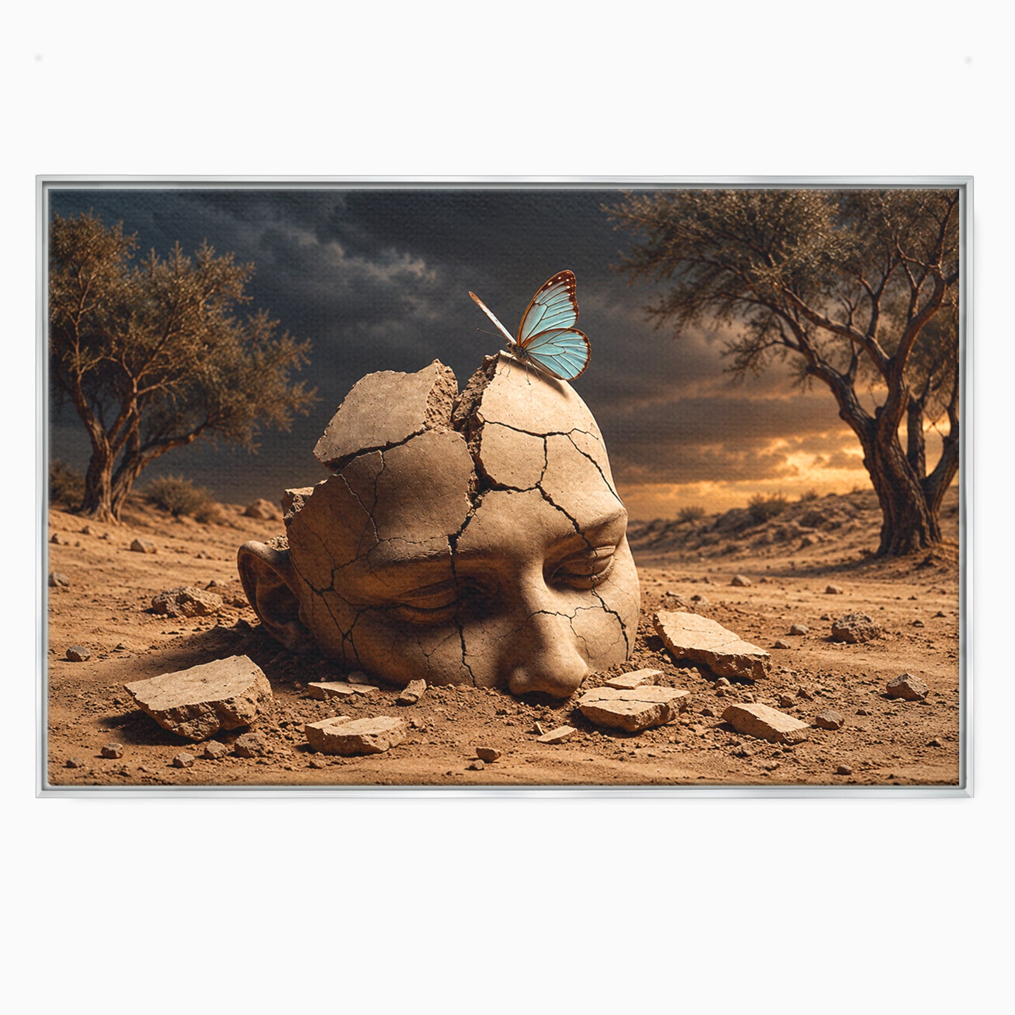Tablou Canvas Premium LuxCanva® U1065, Capul In Desert, Fluture, Surrealism, Cap, Desert, Dormitor, Culori Vibrante